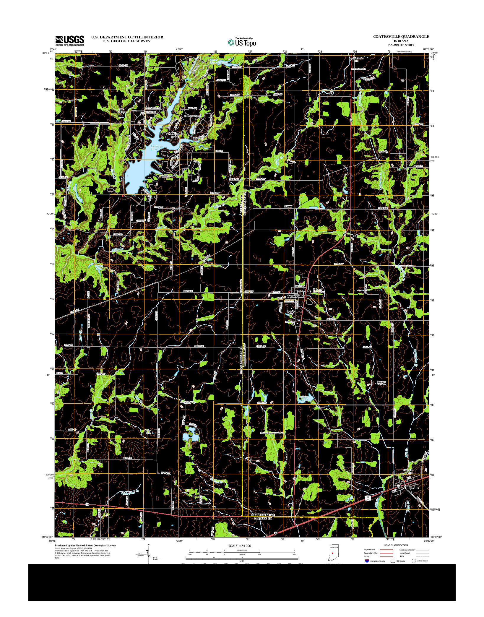 USGS US TOPO 7.5-MINUTE MAP FOR COATESVILLE, IN 2013