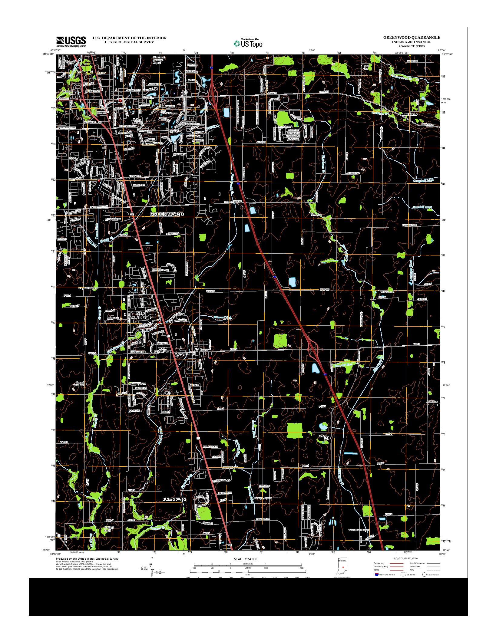 USGS US TOPO 7.5-MINUTE MAP FOR GREENWOOD, IN 2013