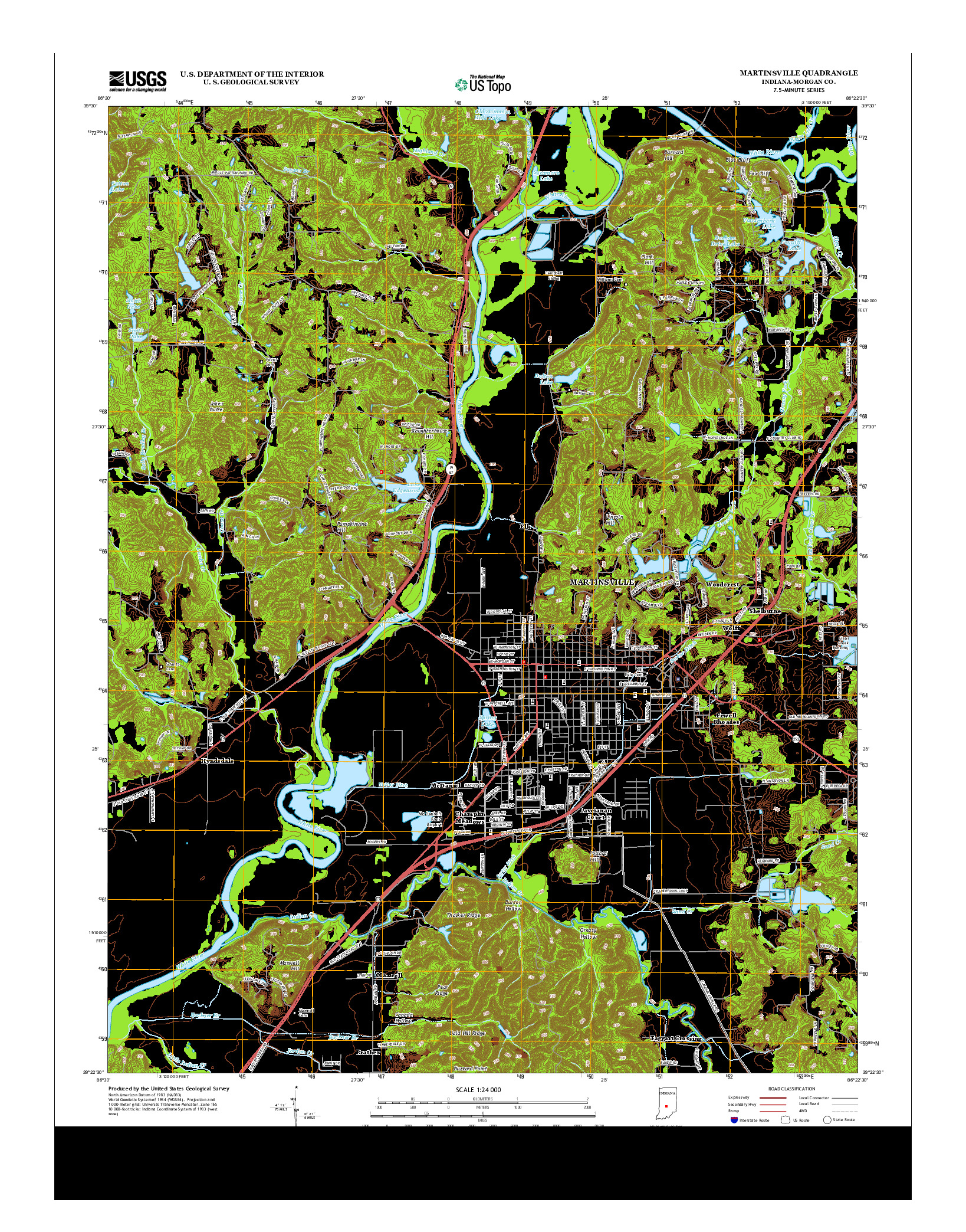 USGS US TOPO 7.5-MINUTE MAP FOR MARTINSVILLE, IN 2013