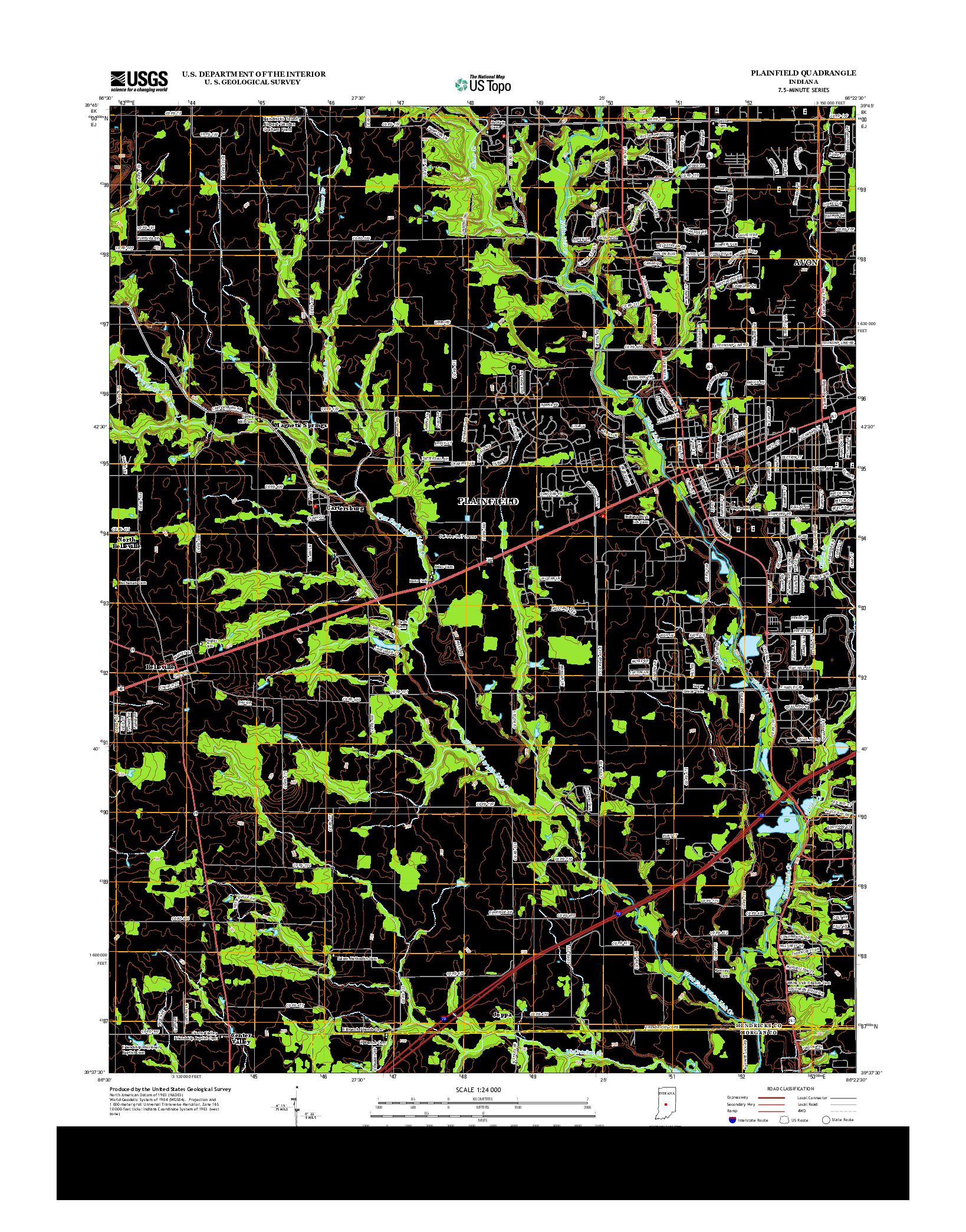 USGS US TOPO 7.5-MINUTE MAP FOR PLAINFIELD, IN 2013