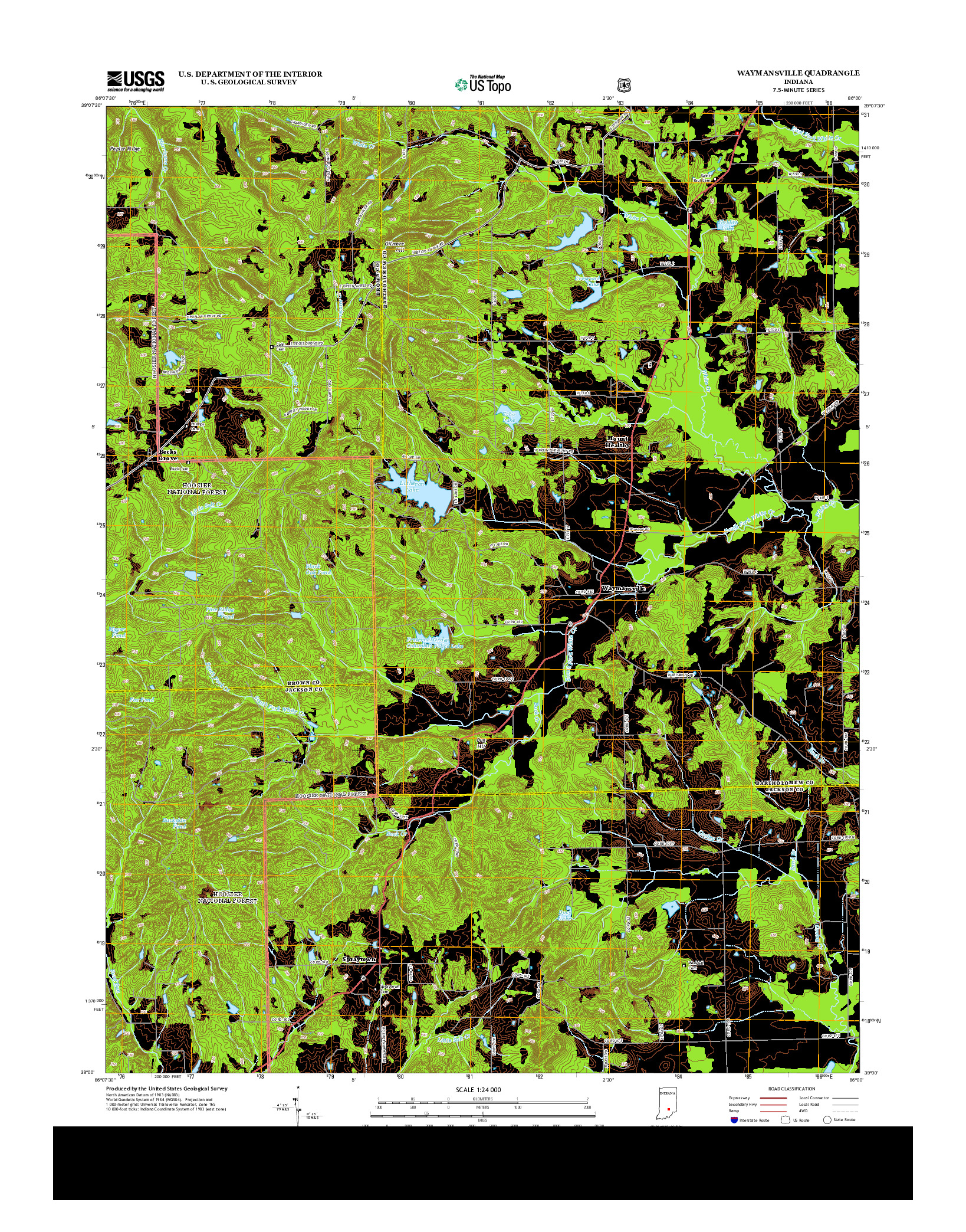 USGS US TOPO 7.5-MINUTE MAP FOR WAYMANSVILLE, IN 2013