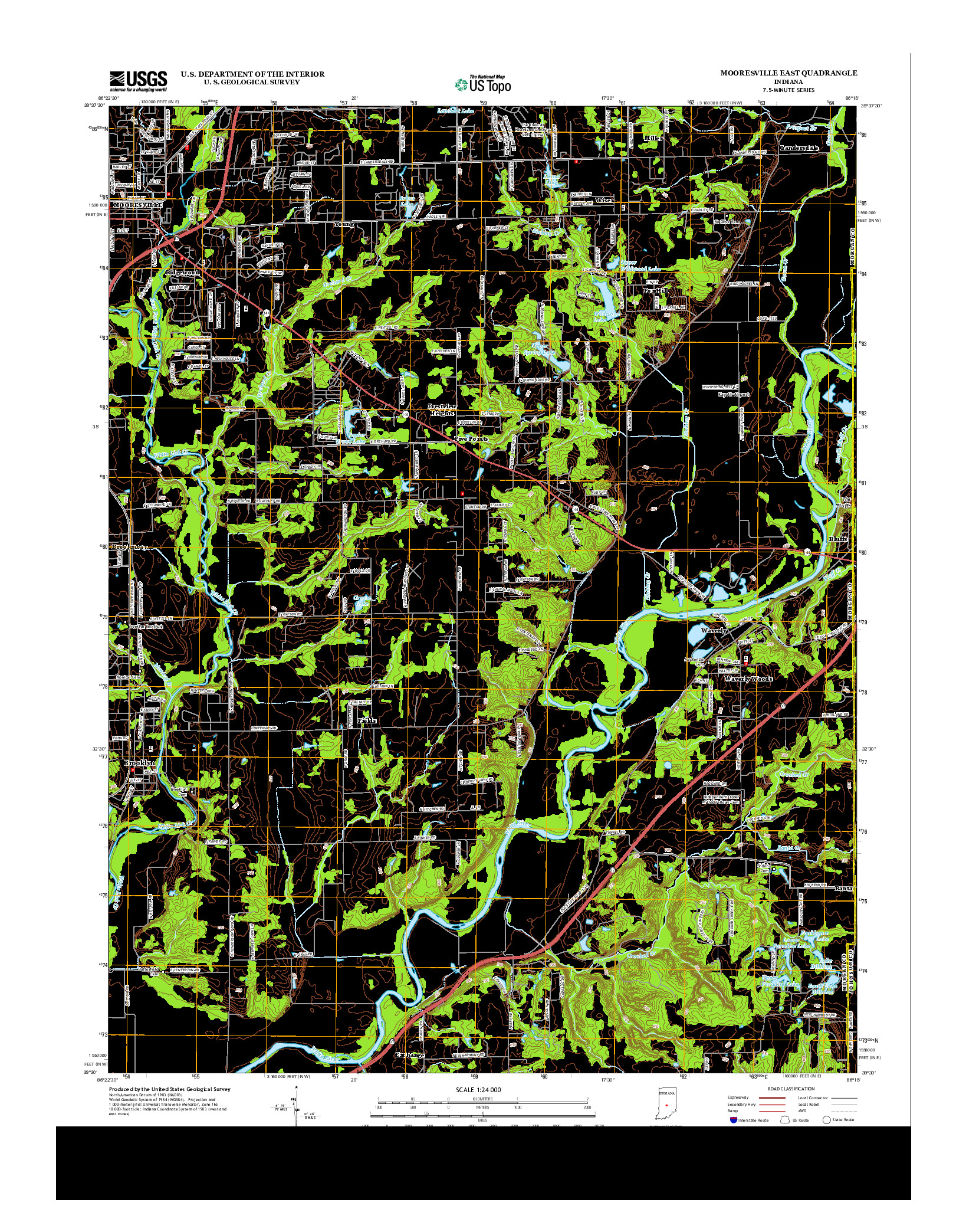 USGS US TOPO 7.5-MINUTE MAP FOR MOORESVILLE EAST, IN 2013