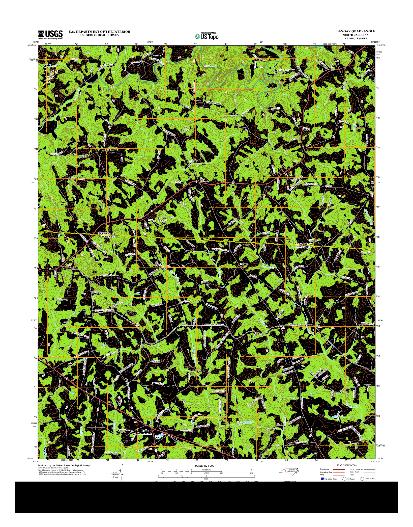 USGS US TOPO 7.5-MINUTE MAP FOR BANOAK, NC 2013