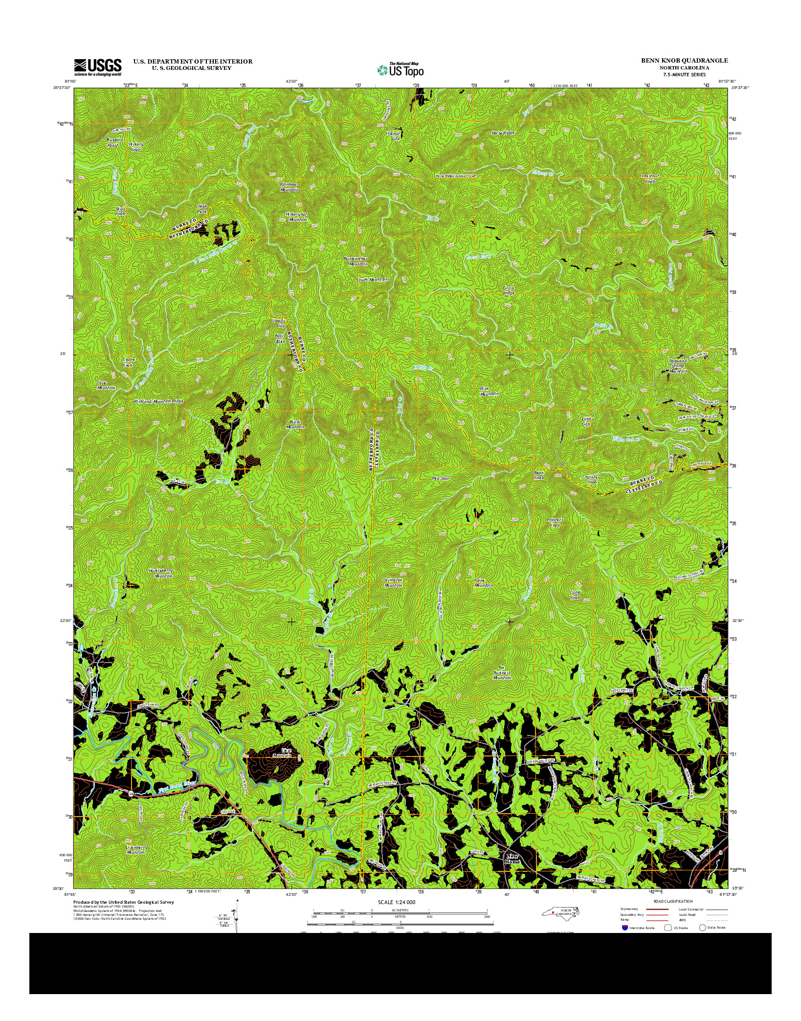 USGS US TOPO 7.5-MINUTE MAP FOR BENN KNOB, NC 2013