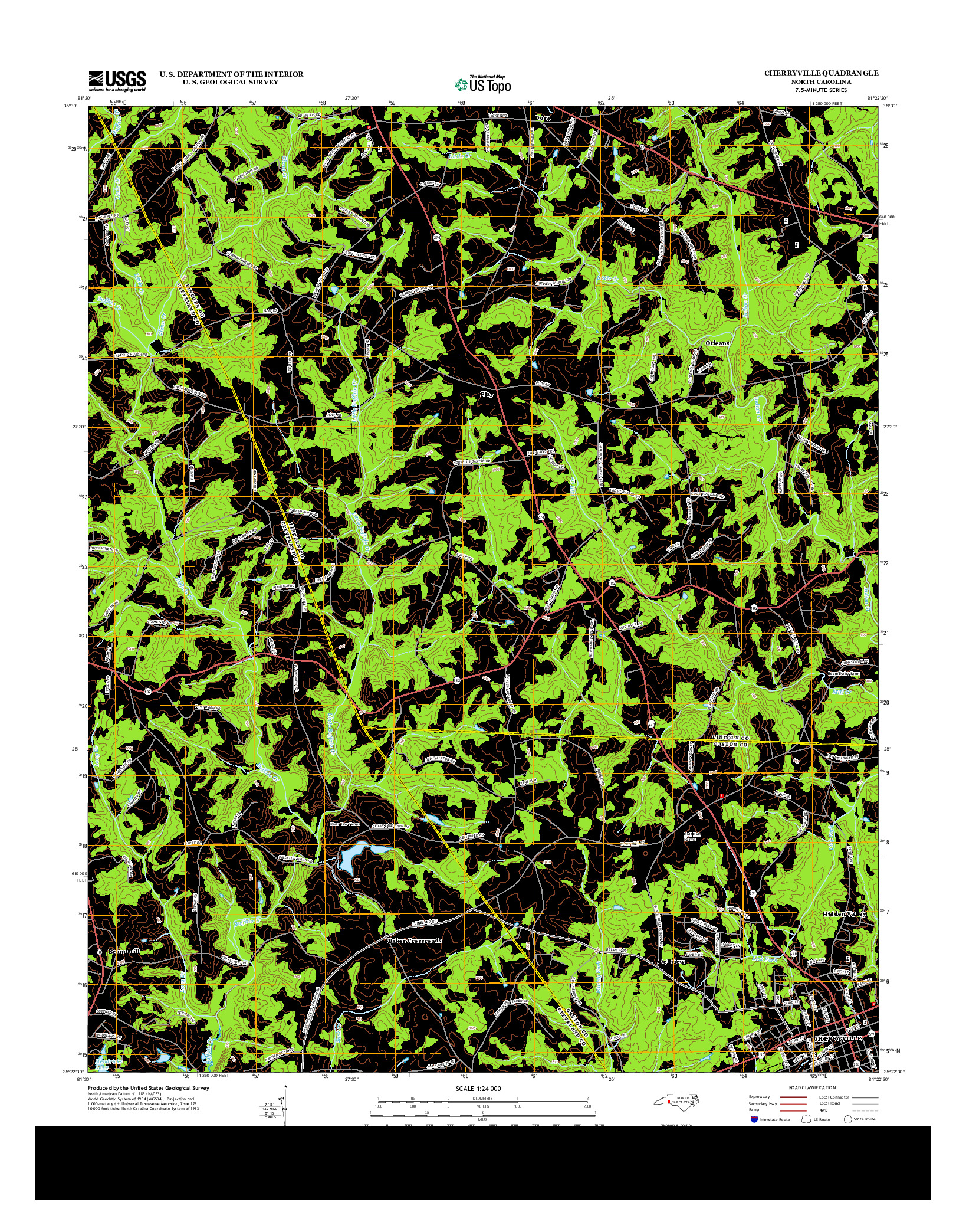 USGS US TOPO 7.5-MINUTE MAP FOR CHERRYVILLE, NC 2013