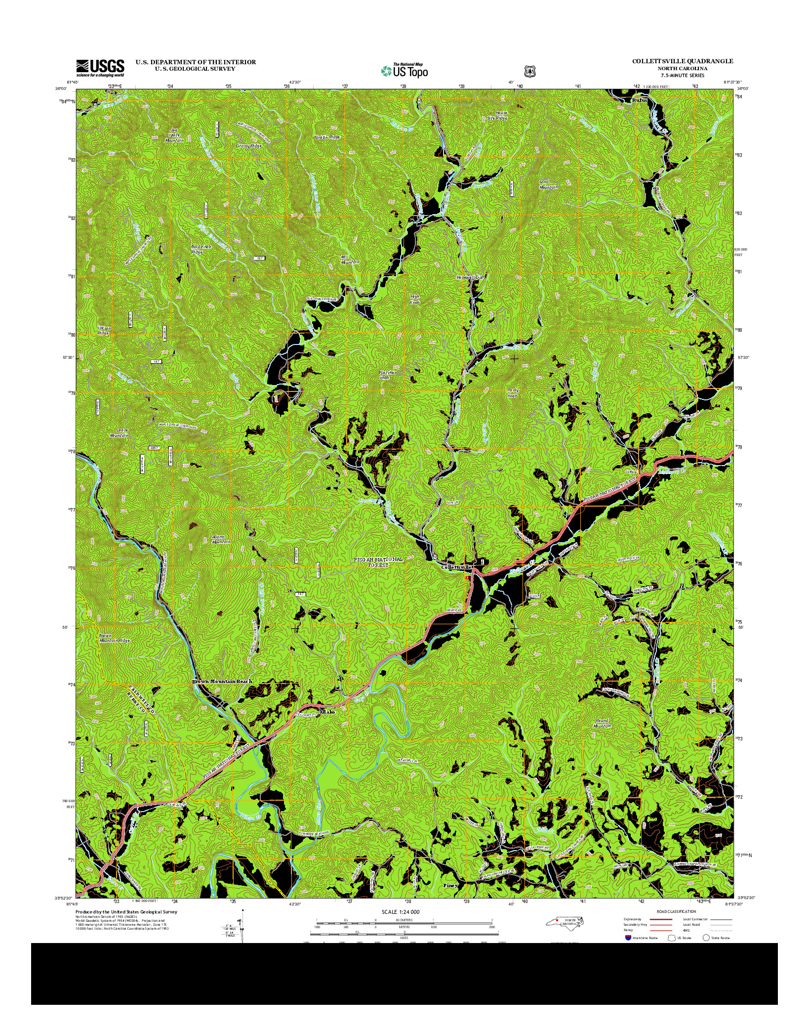 USGS US TOPO 7.5-MINUTE MAP FOR COLLETTSVILLE, NC 2013