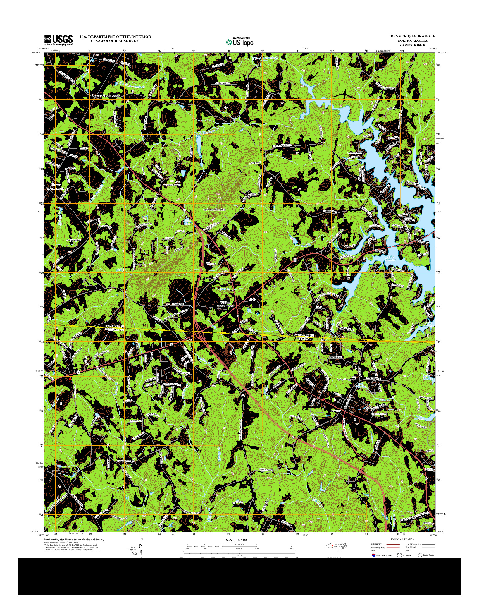 USGS US TOPO 7.5-MINUTE MAP FOR DENVER, NC 2013
