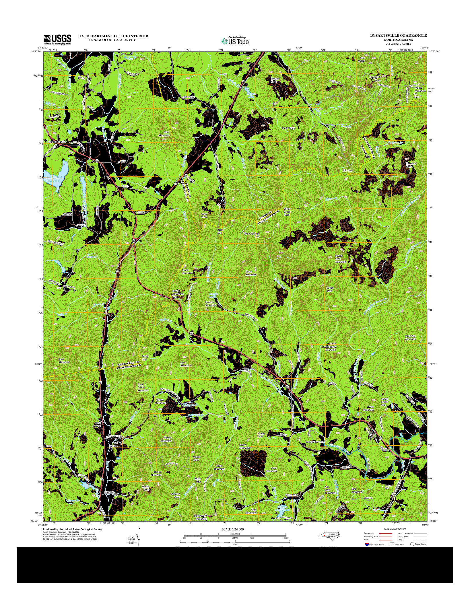 USGS US TOPO 7.5-MINUTE MAP FOR DYSARTSVILLE, NC 2013