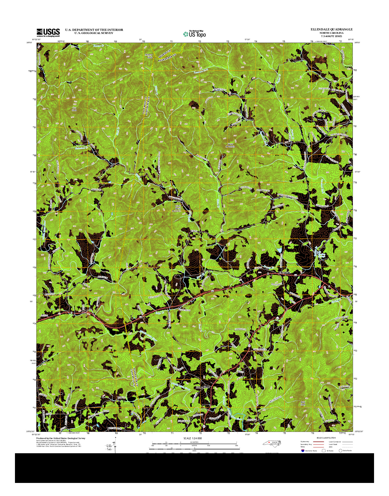 USGS US TOPO 7.5-MINUTE MAP FOR ELLENDALE, NC 2013