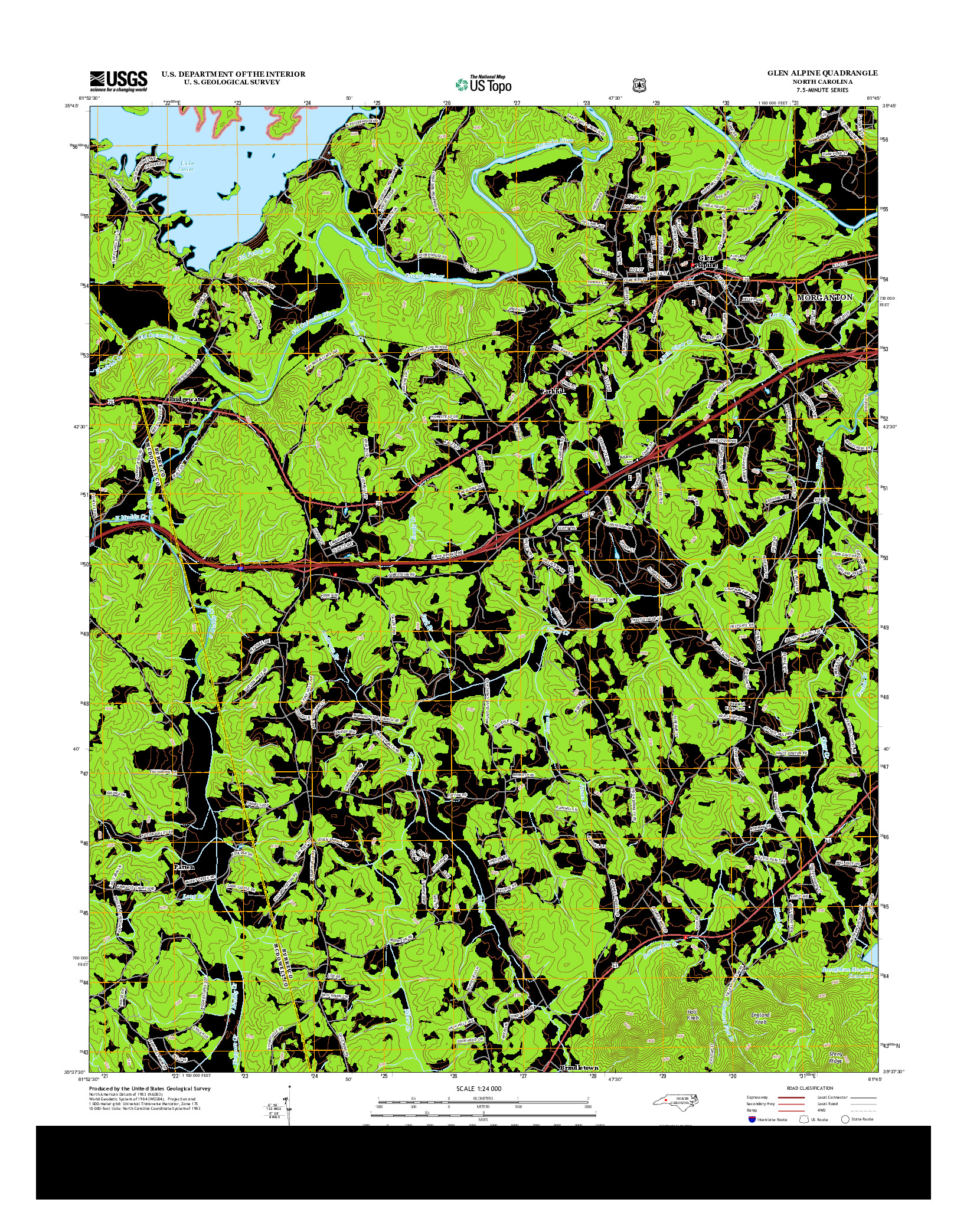 USGS US TOPO 7.5-MINUTE MAP FOR GLEN ALPINE, NC 2013