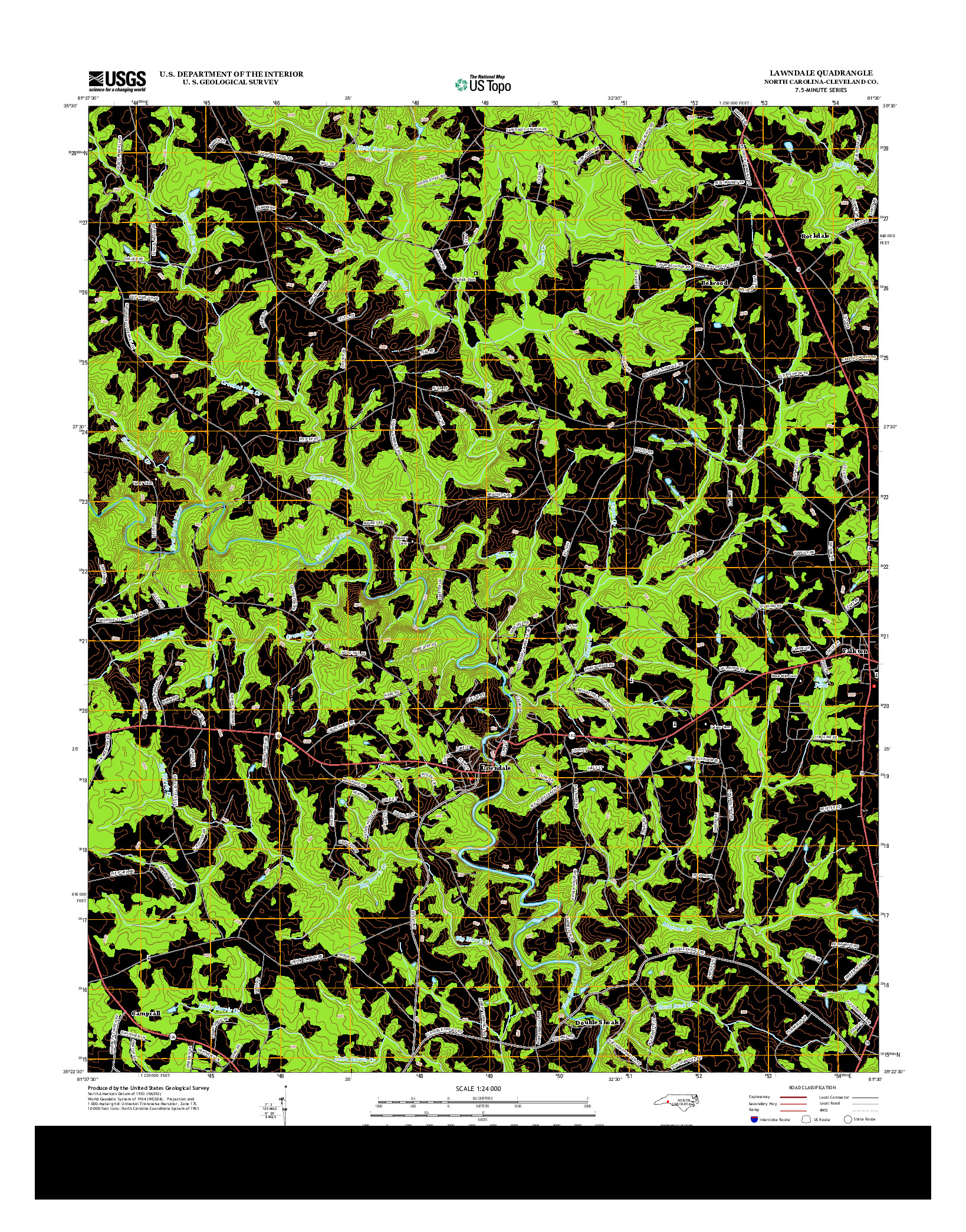 USGS US TOPO 7.5-MINUTE MAP FOR LAWNDALE, NC 2013