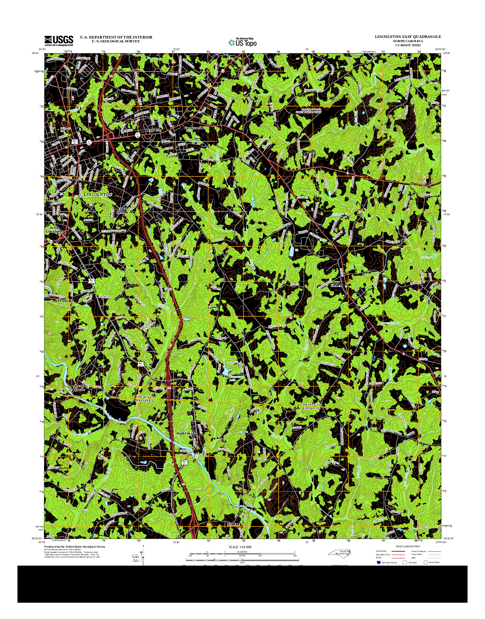 USGS US TOPO 7.5-MINUTE MAP FOR LINCOLNTON EAST, NC 2013