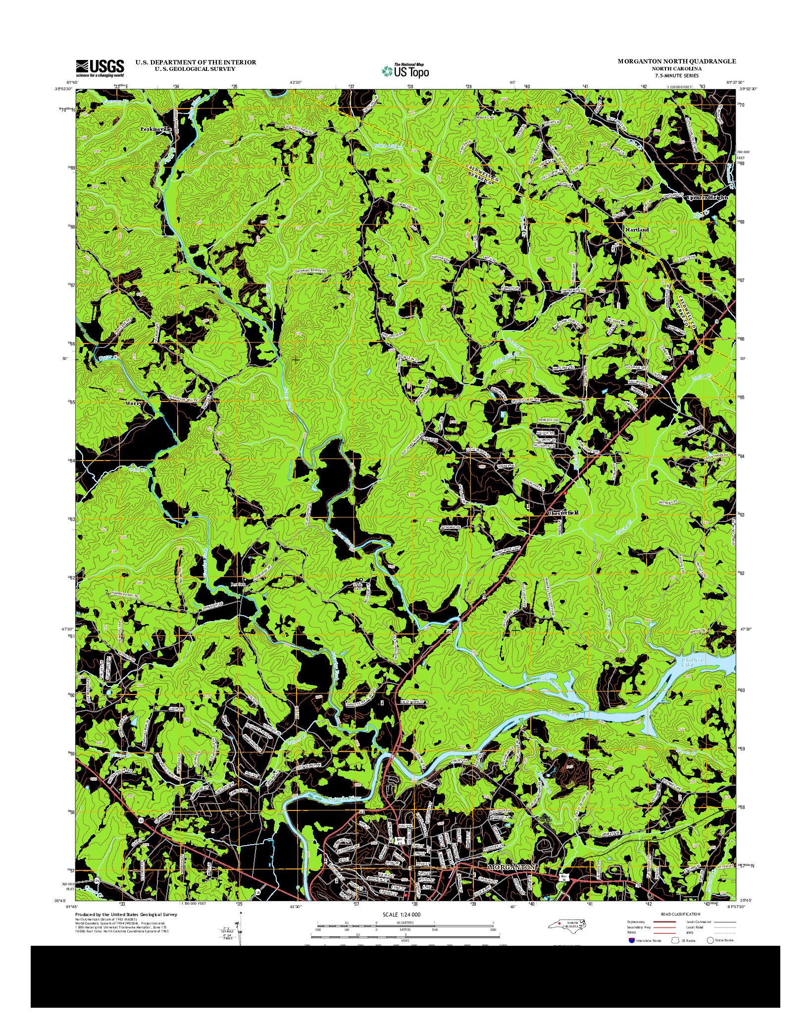 USGS US TOPO 7.5-MINUTE MAP FOR MORGANTON NORTH, NC 2013