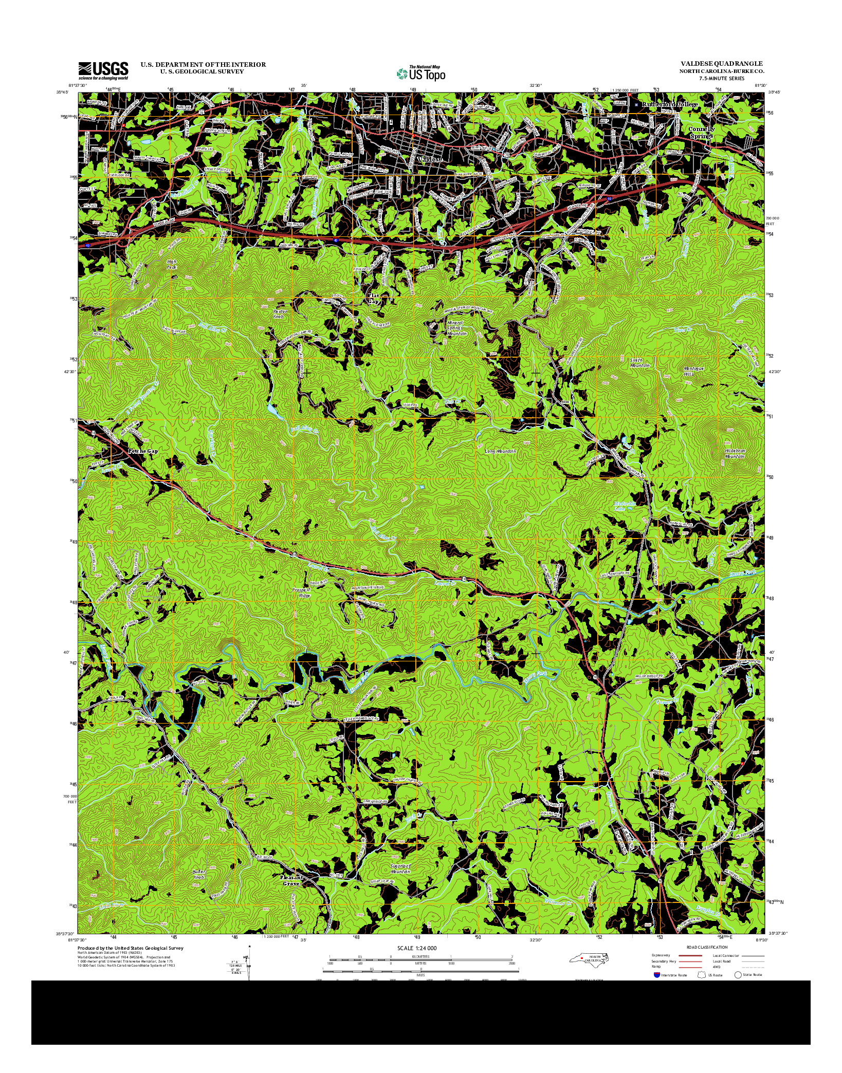 USGS US TOPO 7.5-MINUTE MAP FOR VALDESE, NC 2013