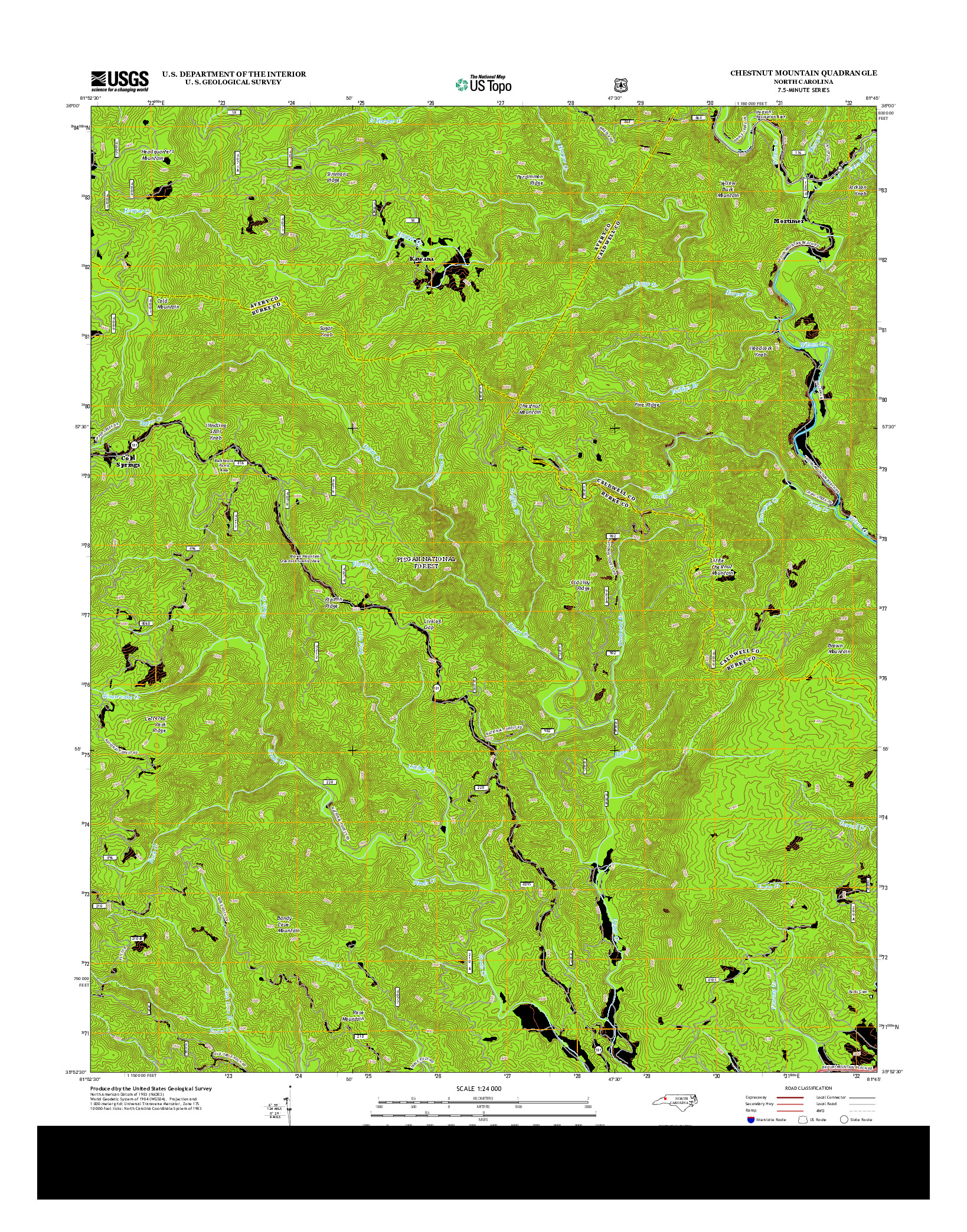 USGS US TOPO 7.5-MINUTE MAP FOR CHESTNUT MOUNTAIN, NC 2013