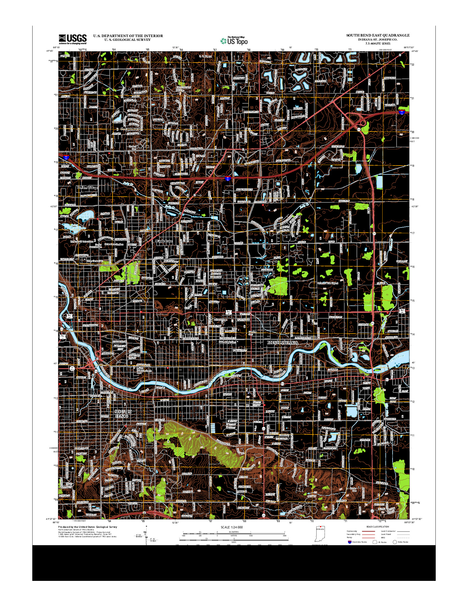 USGS US TOPO 7.5-MINUTE MAP FOR SOUTH BEND EAST, IN 2013