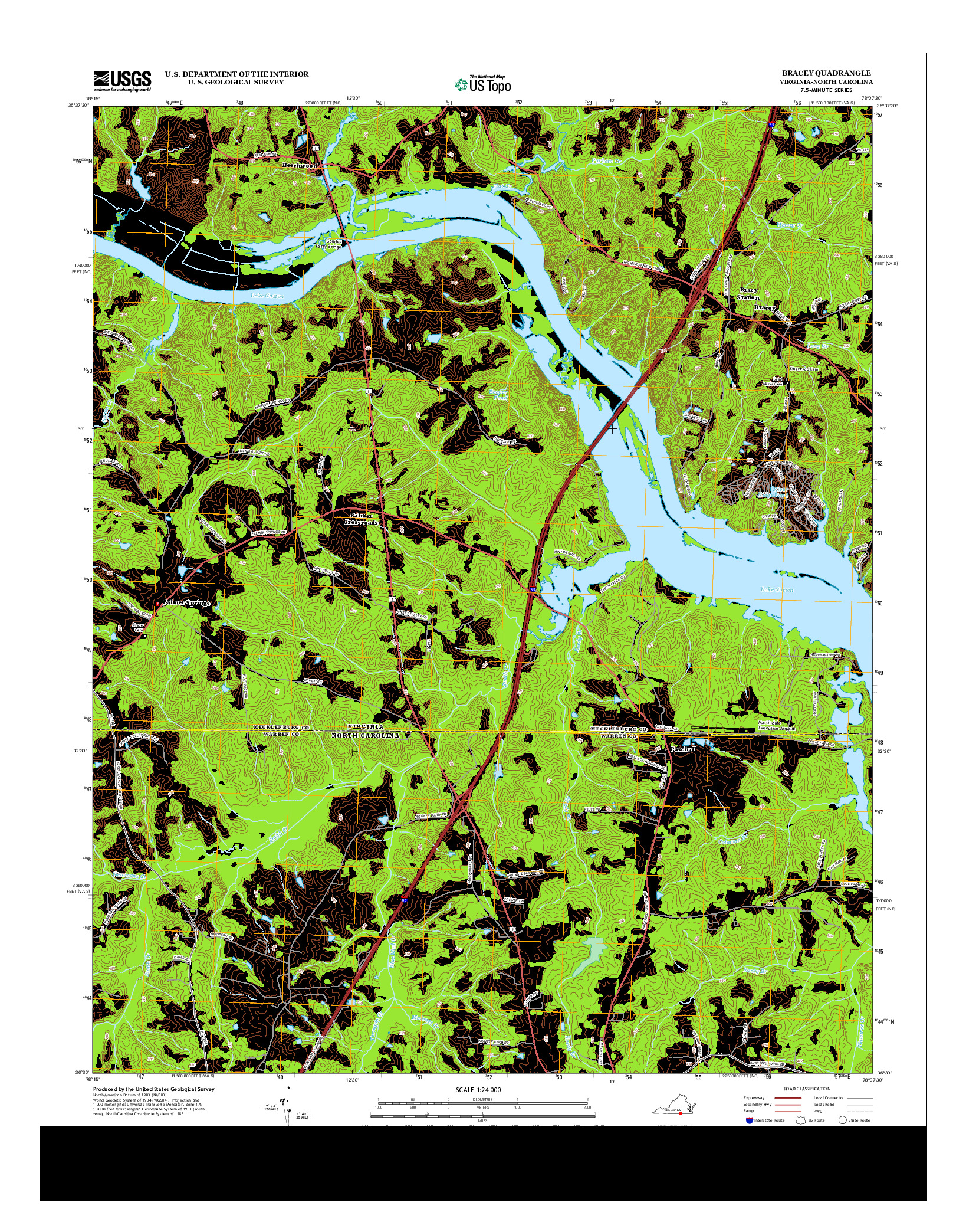 USGS US TOPO 7.5-MINUTE MAP FOR BRACEY, VA-NC 2013