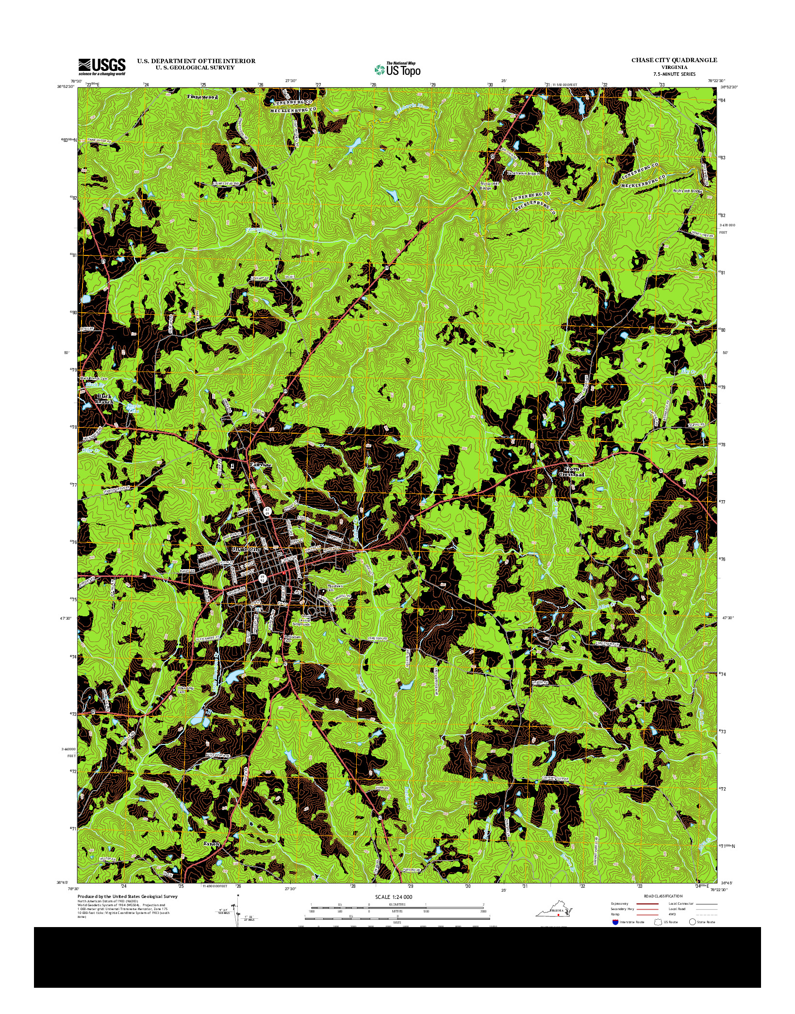 USGS US TOPO 7.5-MINUTE MAP FOR CHASE CITY, VA 2013