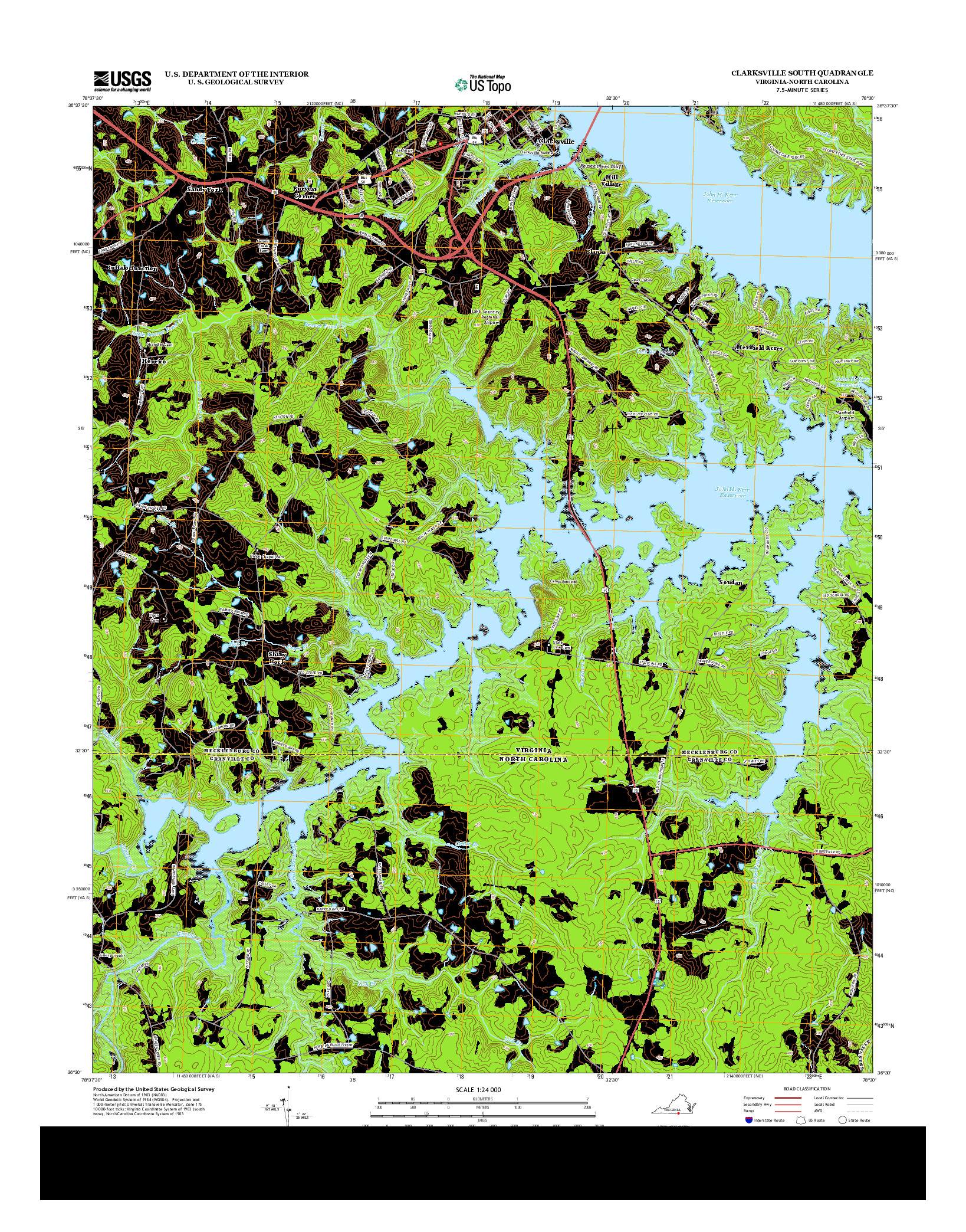 USGS US TOPO 7.5-MINUTE MAP FOR CLARKSVILLE SOUTH, VA-NC 2013