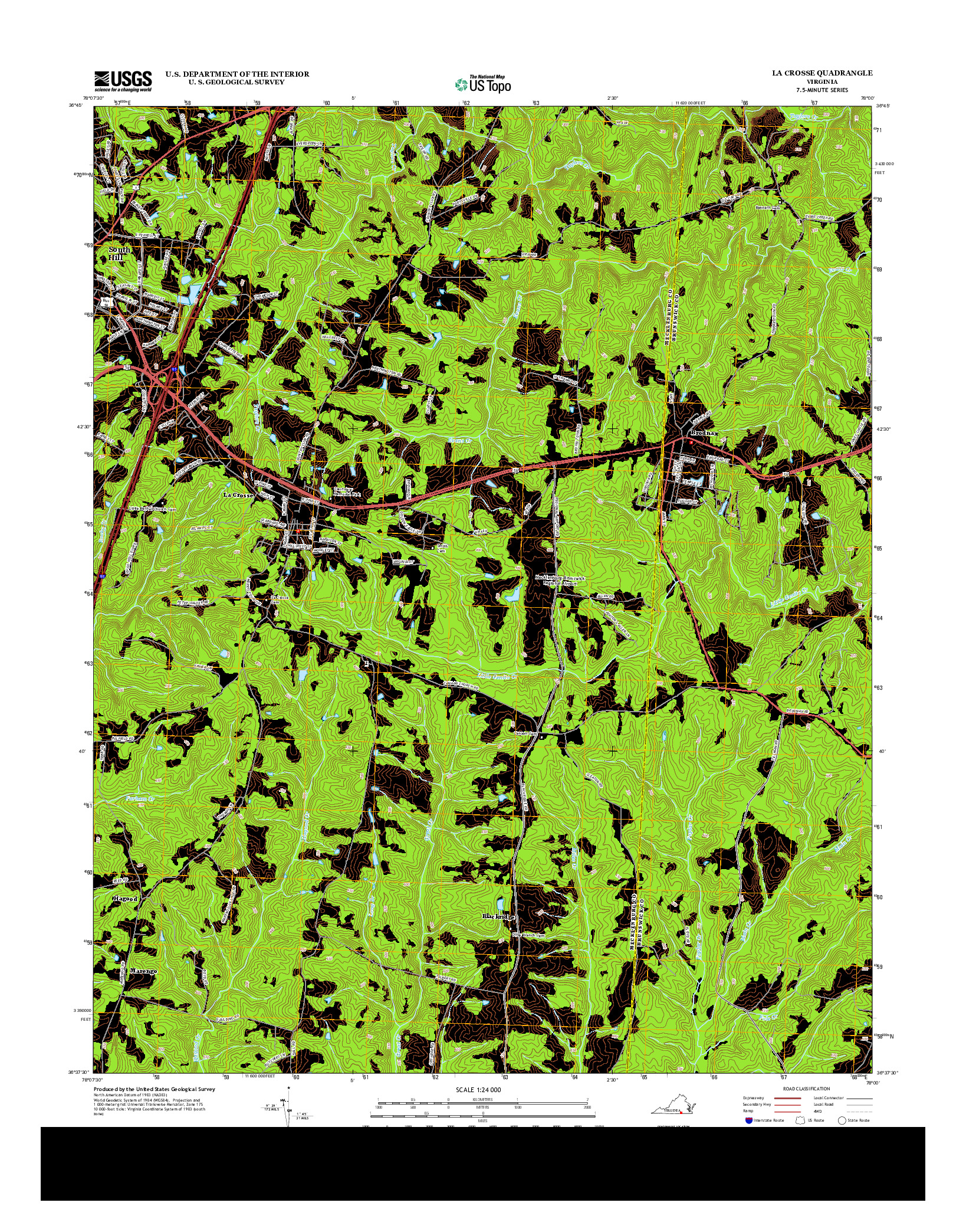 USGS US TOPO 7.5-MINUTE MAP FOR LA CROSSE, VA 2013