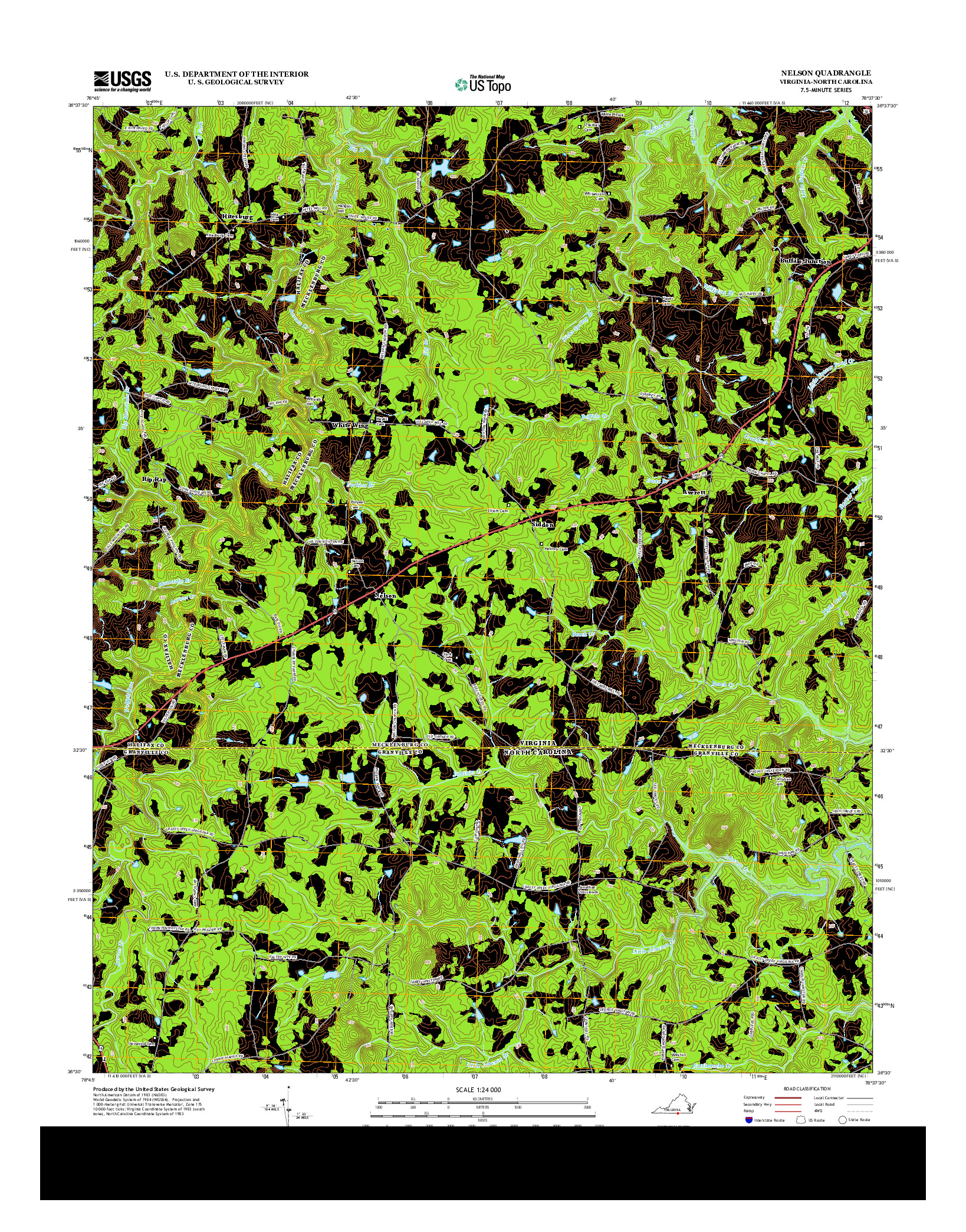 USGS US TOPO 7.5-MINUTE MAP FOR NELSON, VA-NC 2013