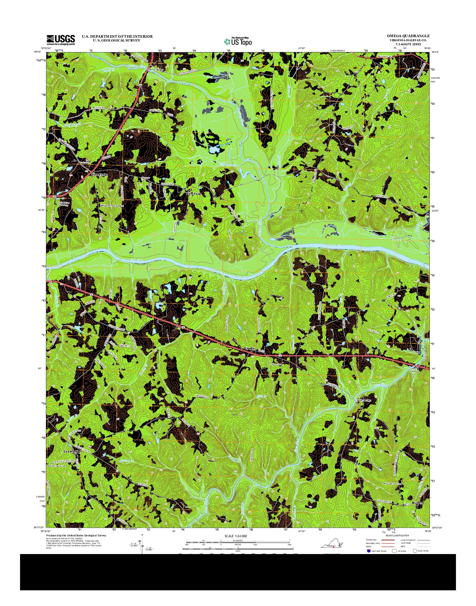 USGS US TOPO 7.5-MINUTE MAP FOR OMEGA, VA 2013