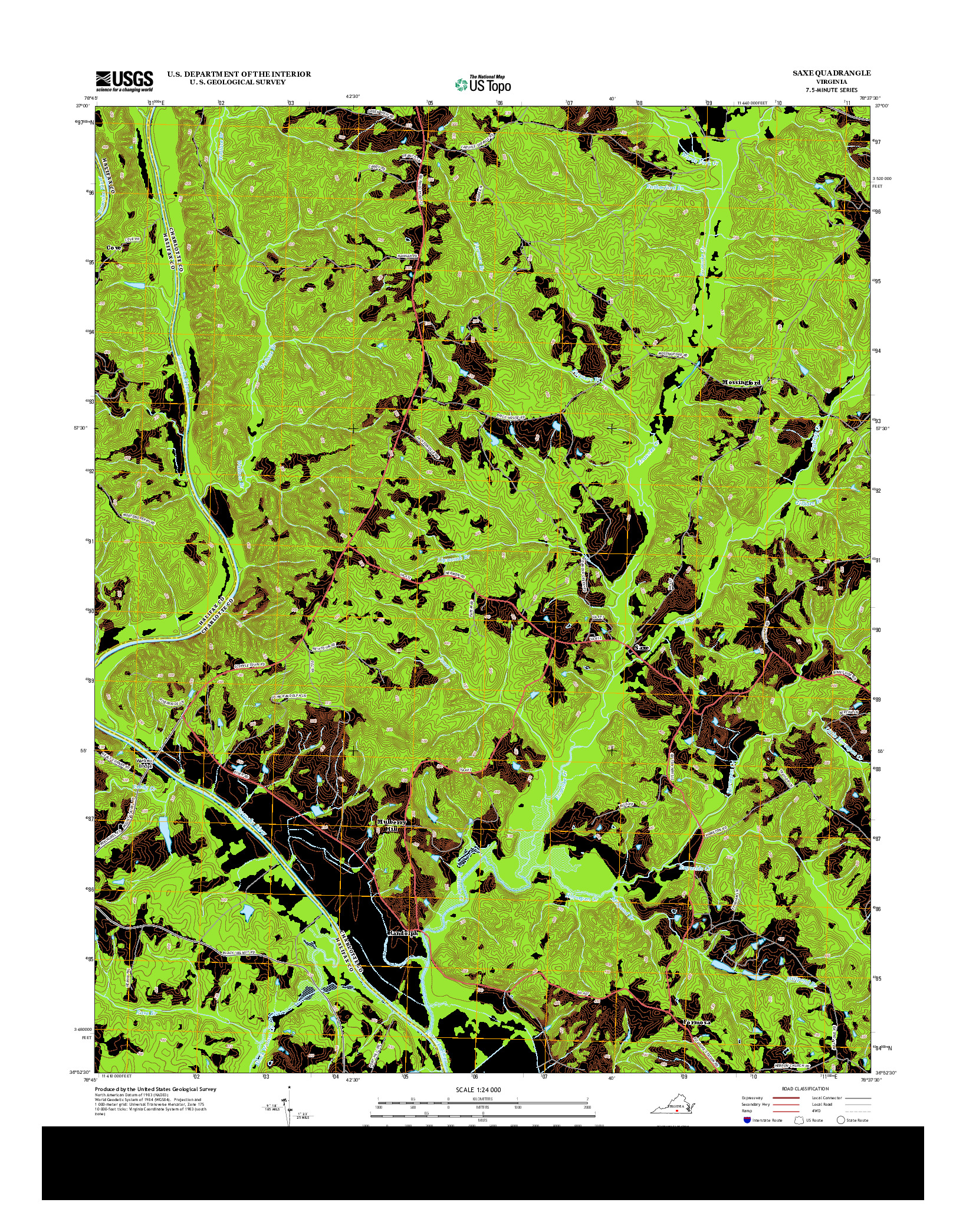 USGS US TOPO 7.5-MINUTE MAP FOR SAXE, VA 2013