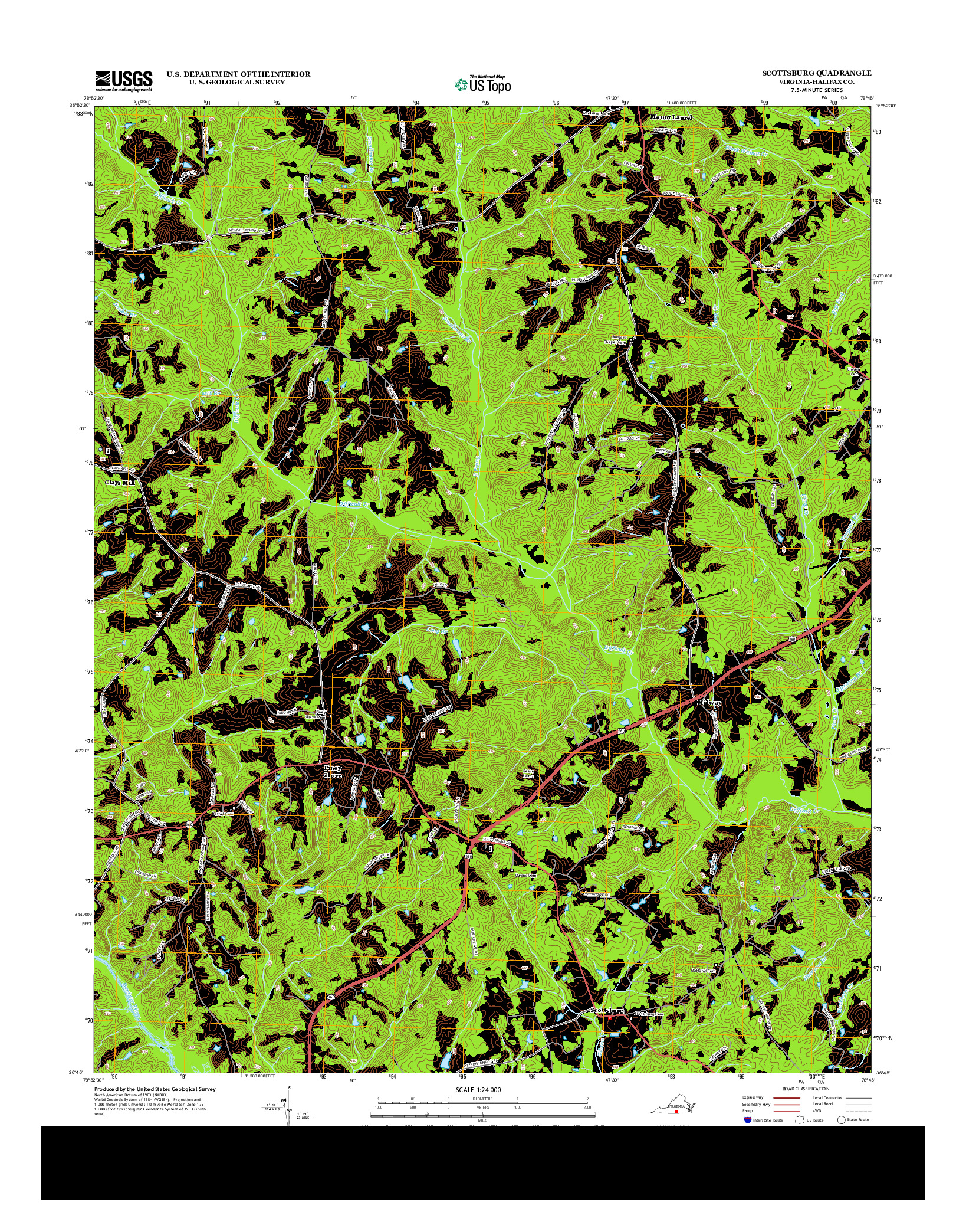 USGS US TOPO 7.5-MINUTE MAP FOR SCOTTSBURG, VA 2013