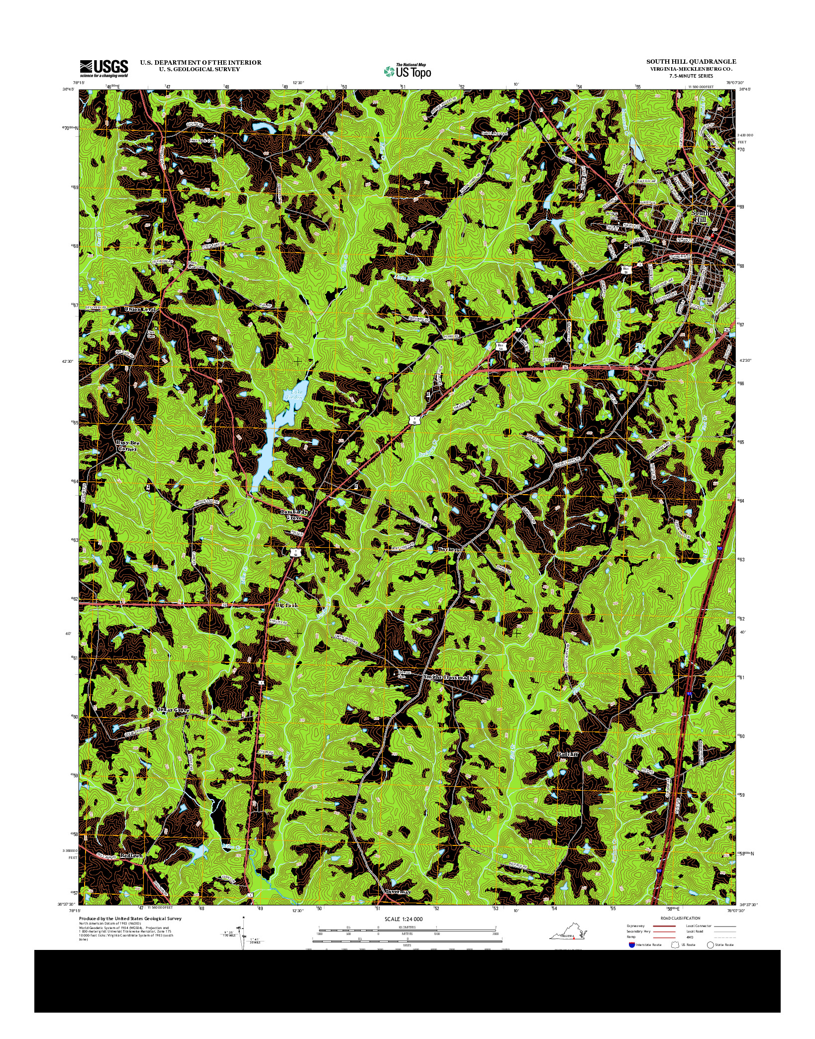 USGS US TOPO 7.5-MINUTE MAP FOR SOUTH HILL, VA 2013