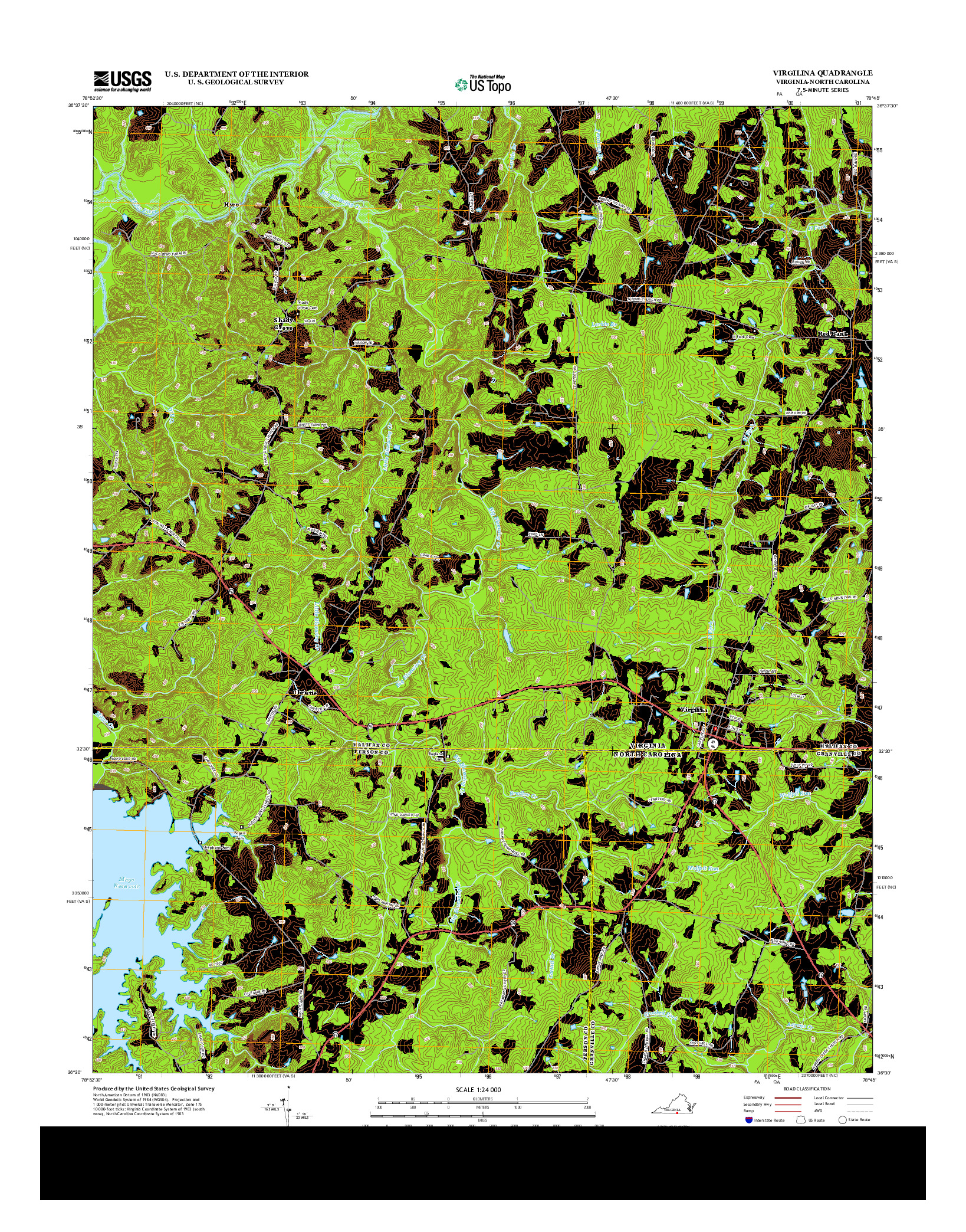 USGS US TOPO 7.5-MINUTE MAP FOR VIRGILINA, VA-NC 2013