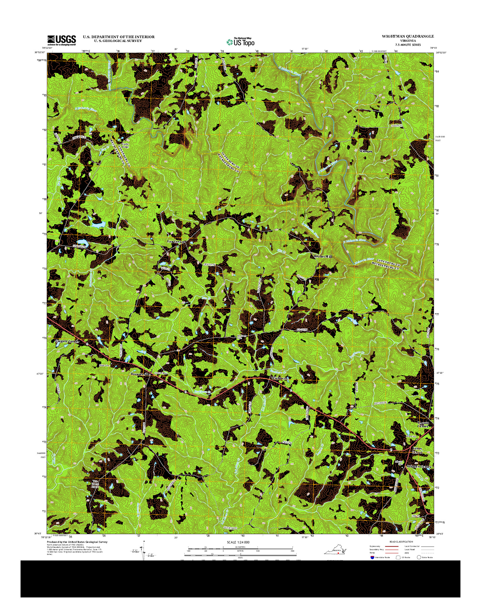 USGS US TOPO 7.5-MINUTE MAP FOR WIGHTMAN, VA 2013