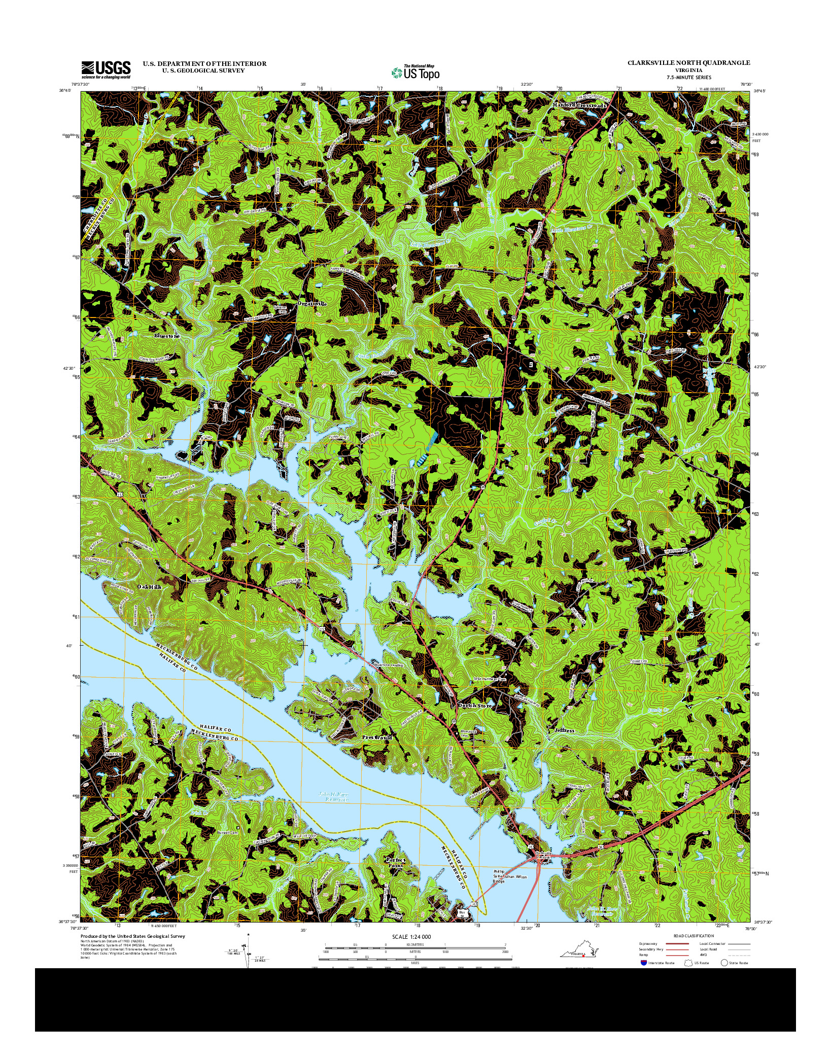 USGS US TOPO 7.5-MINUTE MAP FOR CLARKSVILLE NORTH, VA 2013