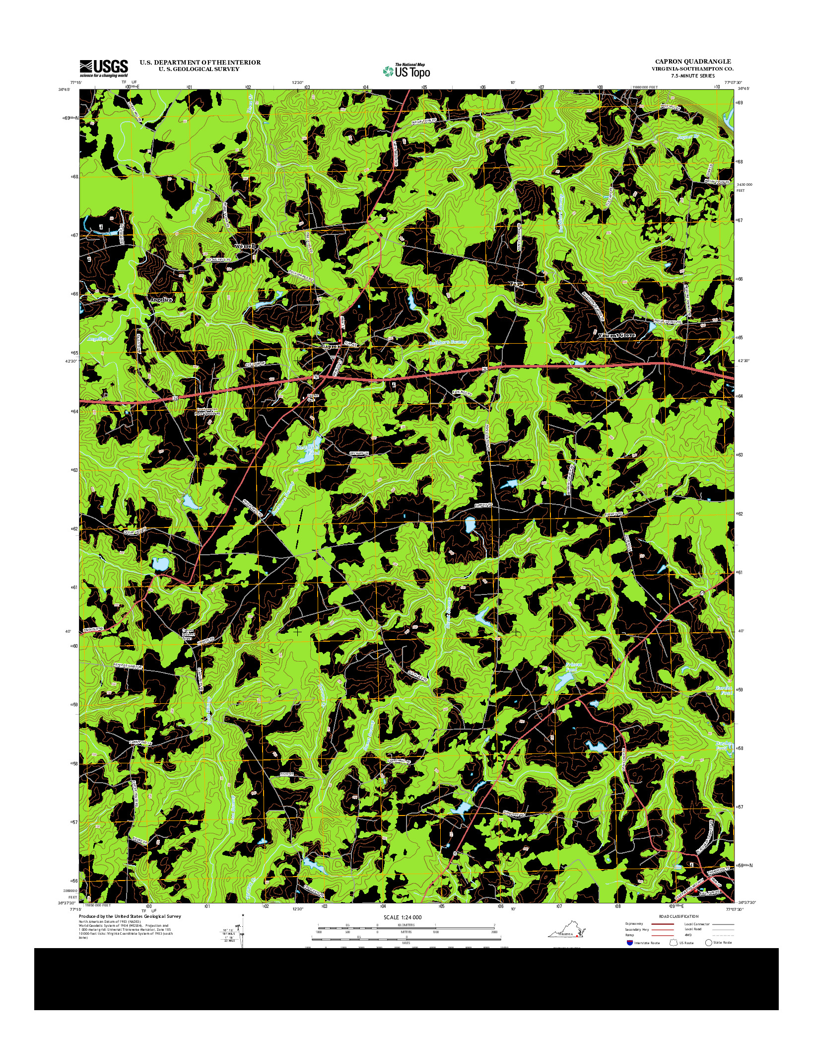 USGS US TOPO 7.5-MINUTE MAP FOR CAPRON, VA 2013