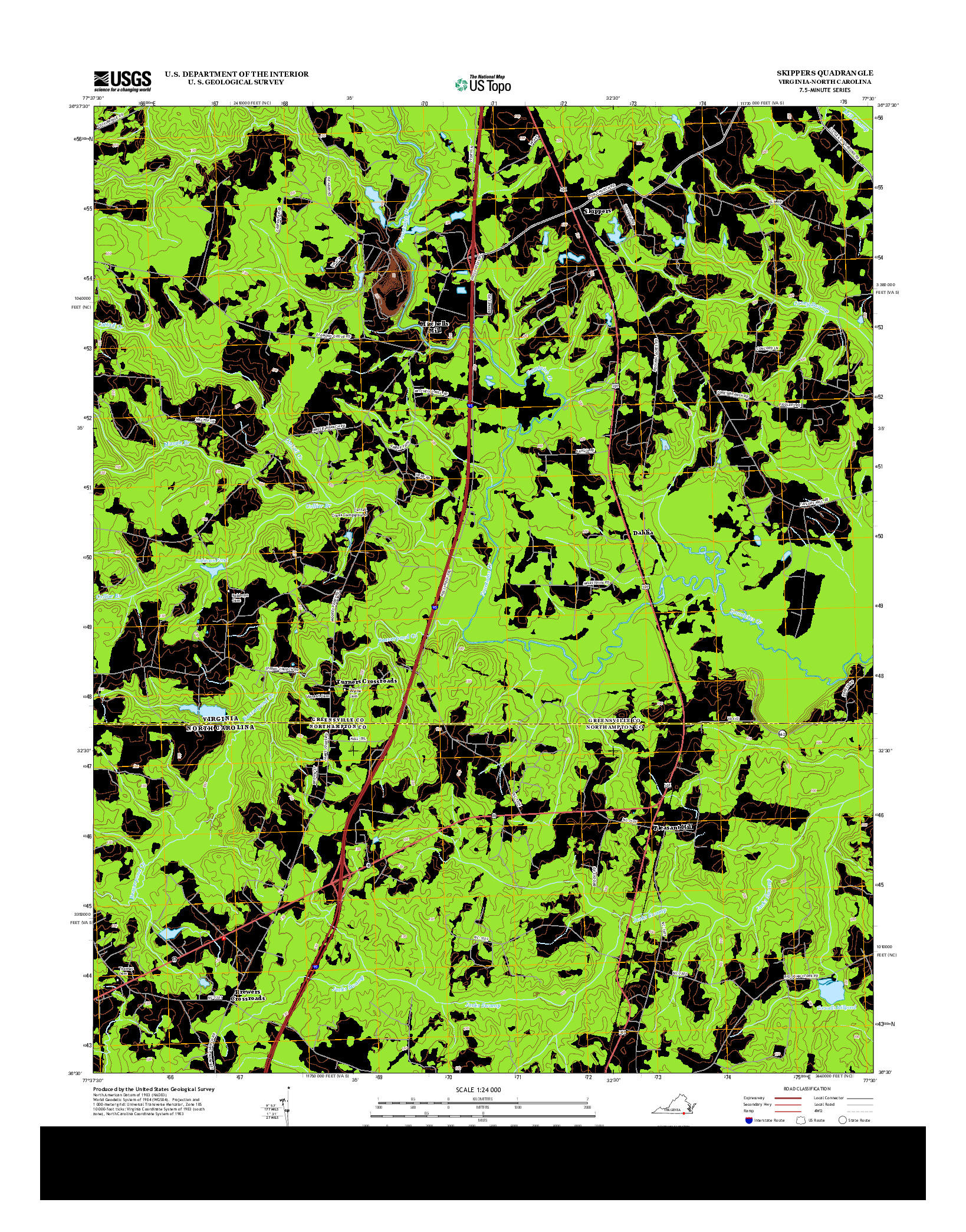 USGS US TOPO 7.5-MINUTE MAP FOR SKIPPERS, VA-NC 2013