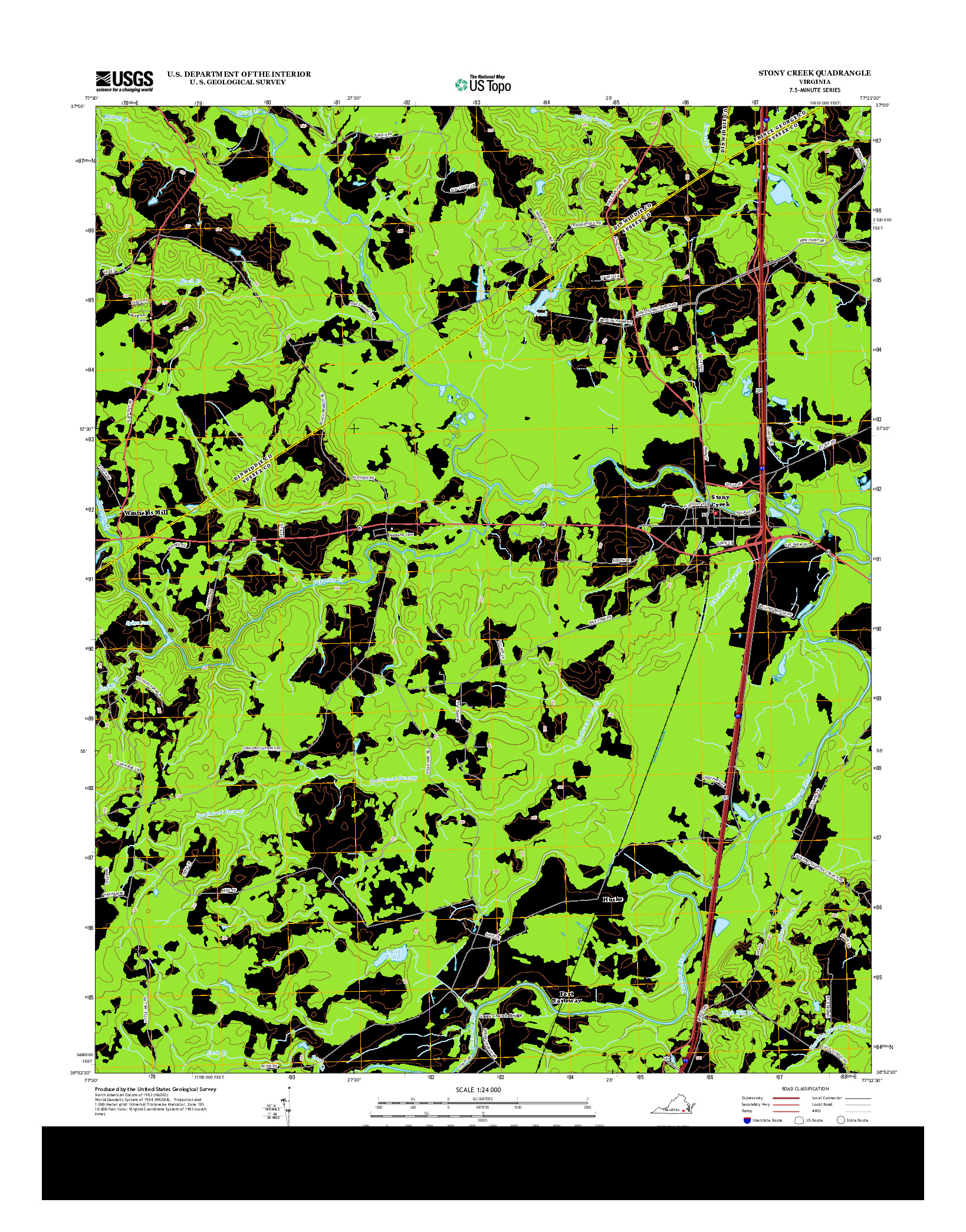 USGS US TOPO 7.5-MINUTE MAP FOR STONY CREEK, VA 2013