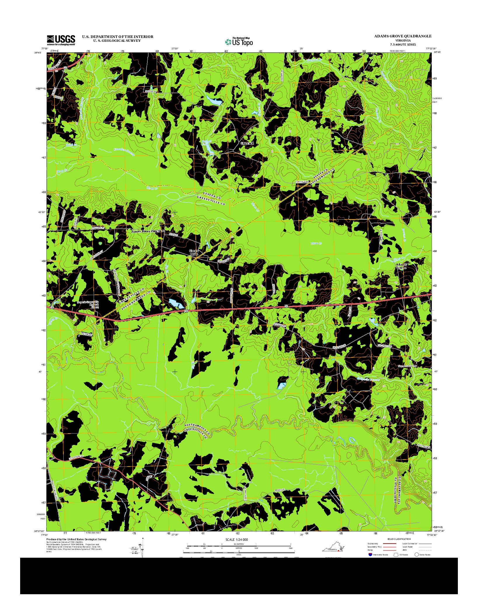 USGS US TOPO 7.5-MINUTE MAP FOR ADAMS GROVE, VA 2013