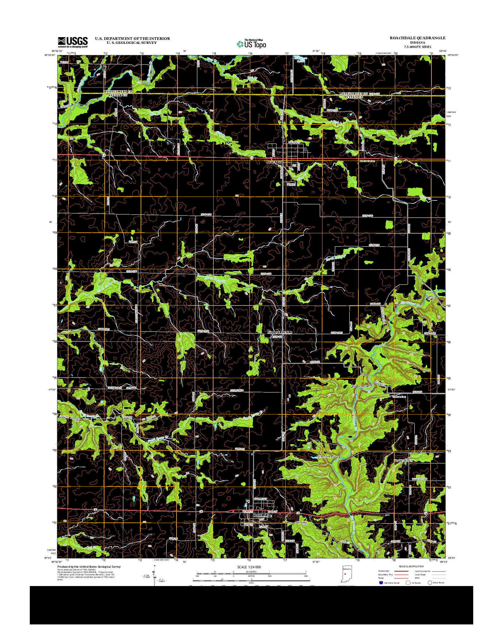 USGS US TOPO 7.5-MINUTE MAP FOR ROACHDALE, IN 2013