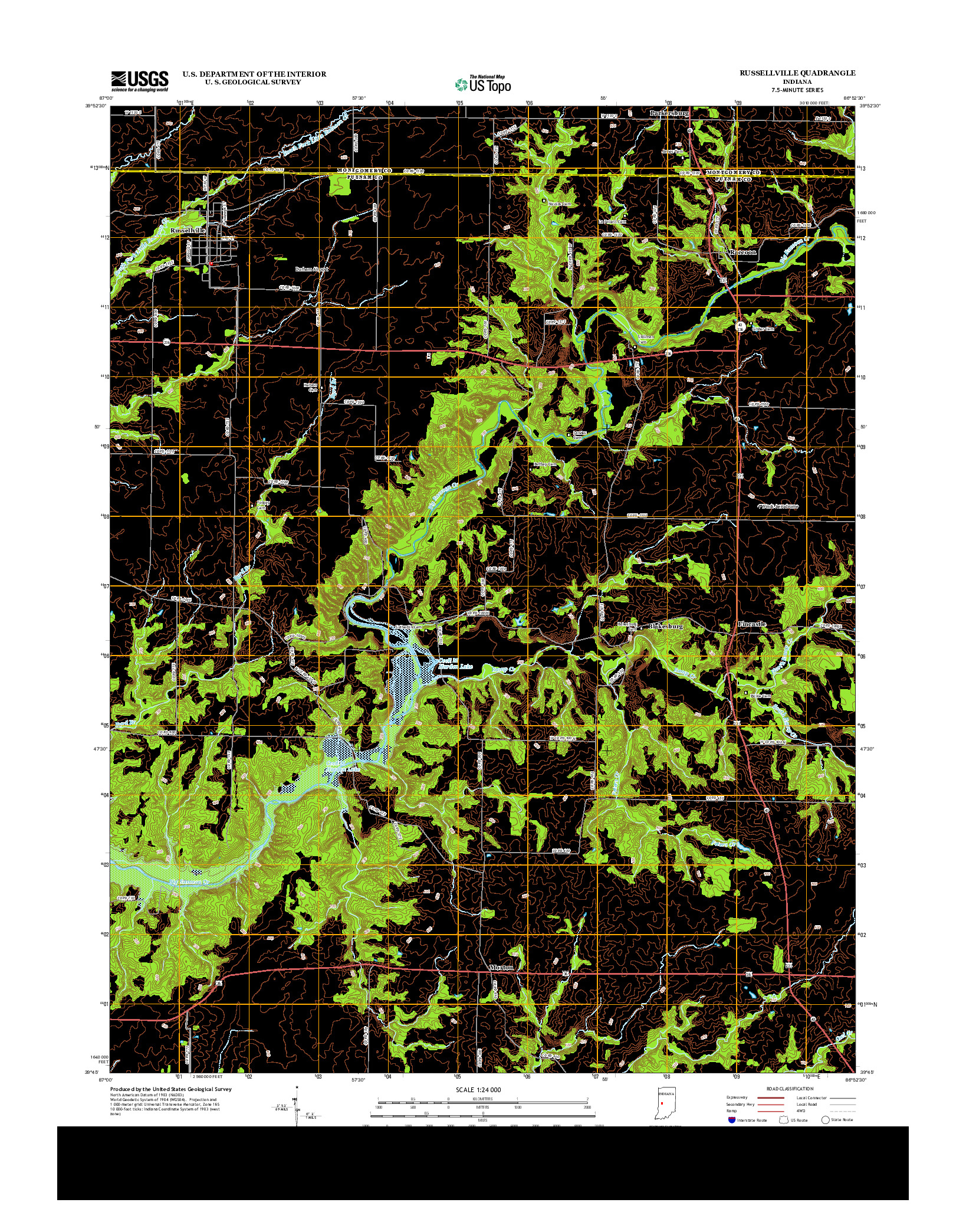 USGS US TOPO 7.5-MINUTE MAP FOR RUSSELLVILLE, IN 2013