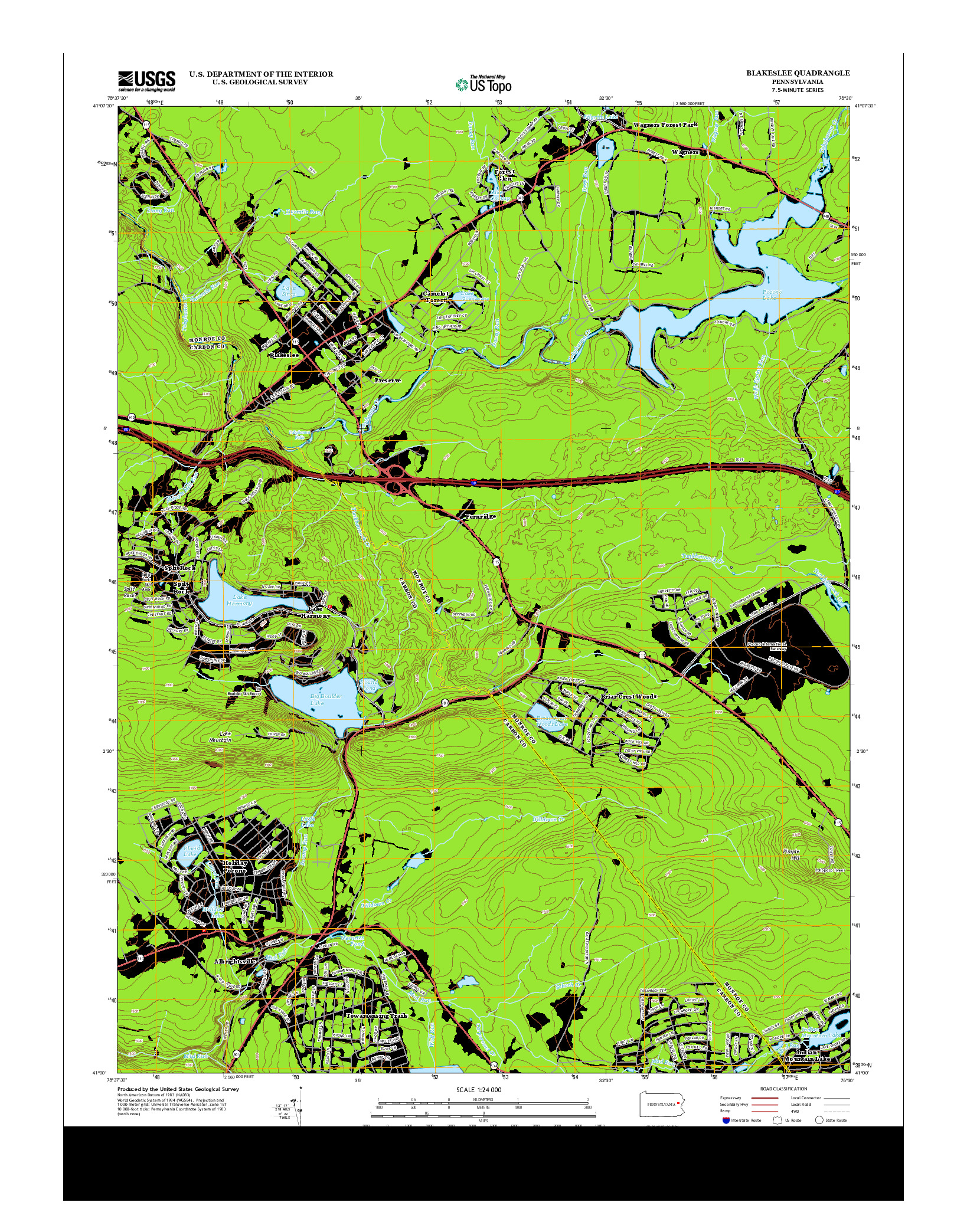 USGS US TOPO 7.5-MINUTE MAP FOR BLAKESLEE, PA 2013