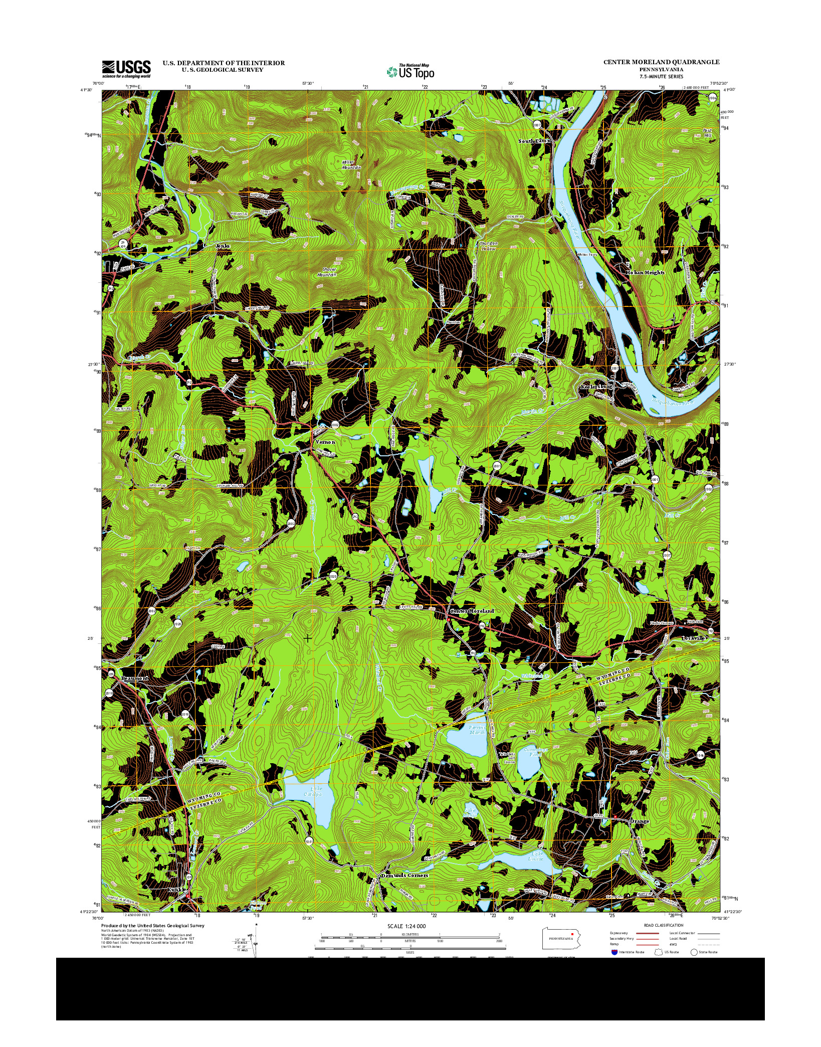 USGS US TOPO 7.5-MINUTE MAP FOR CENTER MORELAND, PA 2013
