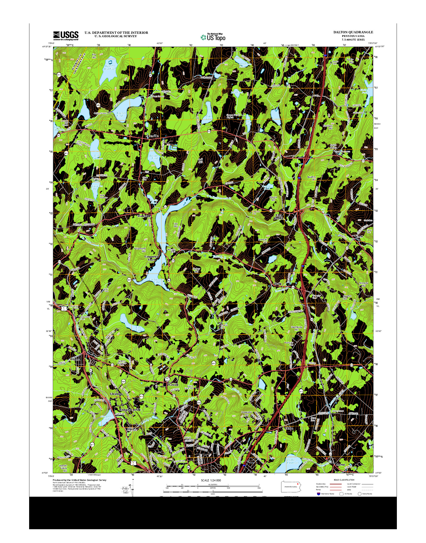 USGS US TOPO 7.5-MINUTE MAP FOR DALTON, PA 2013
