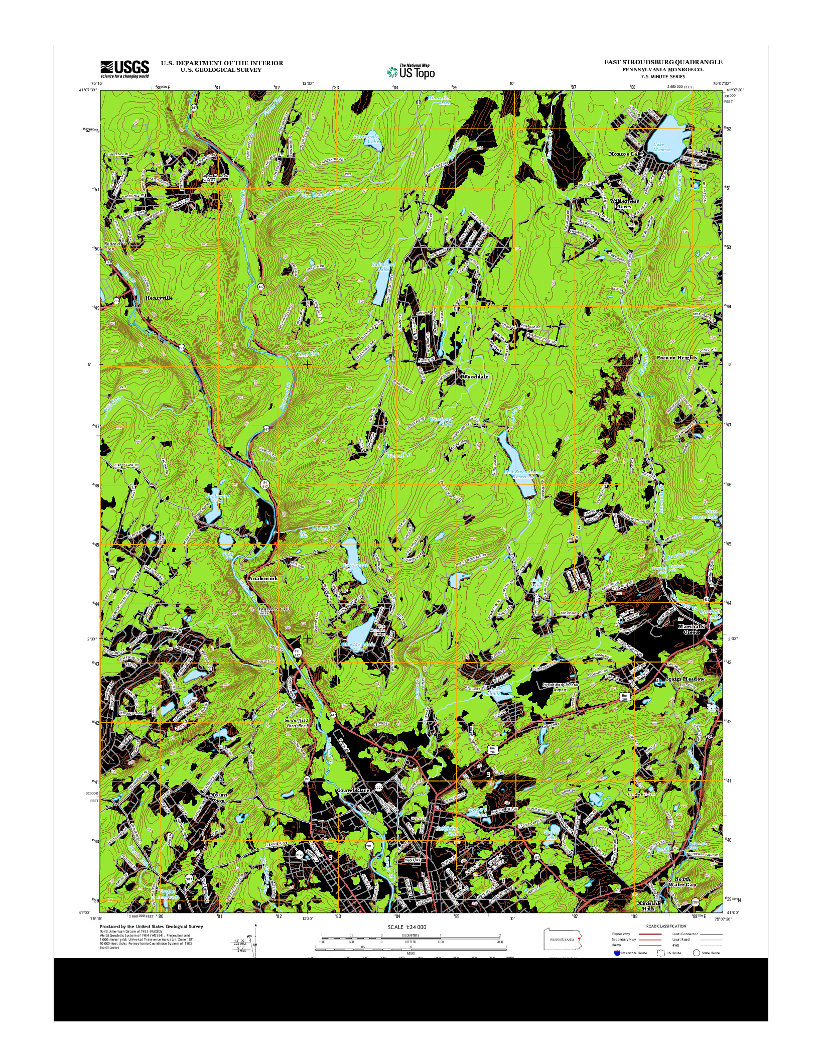 USGS US TOPO 7.5-MINUTE MAP FOR EAST STROUDSBURG, PA 2013