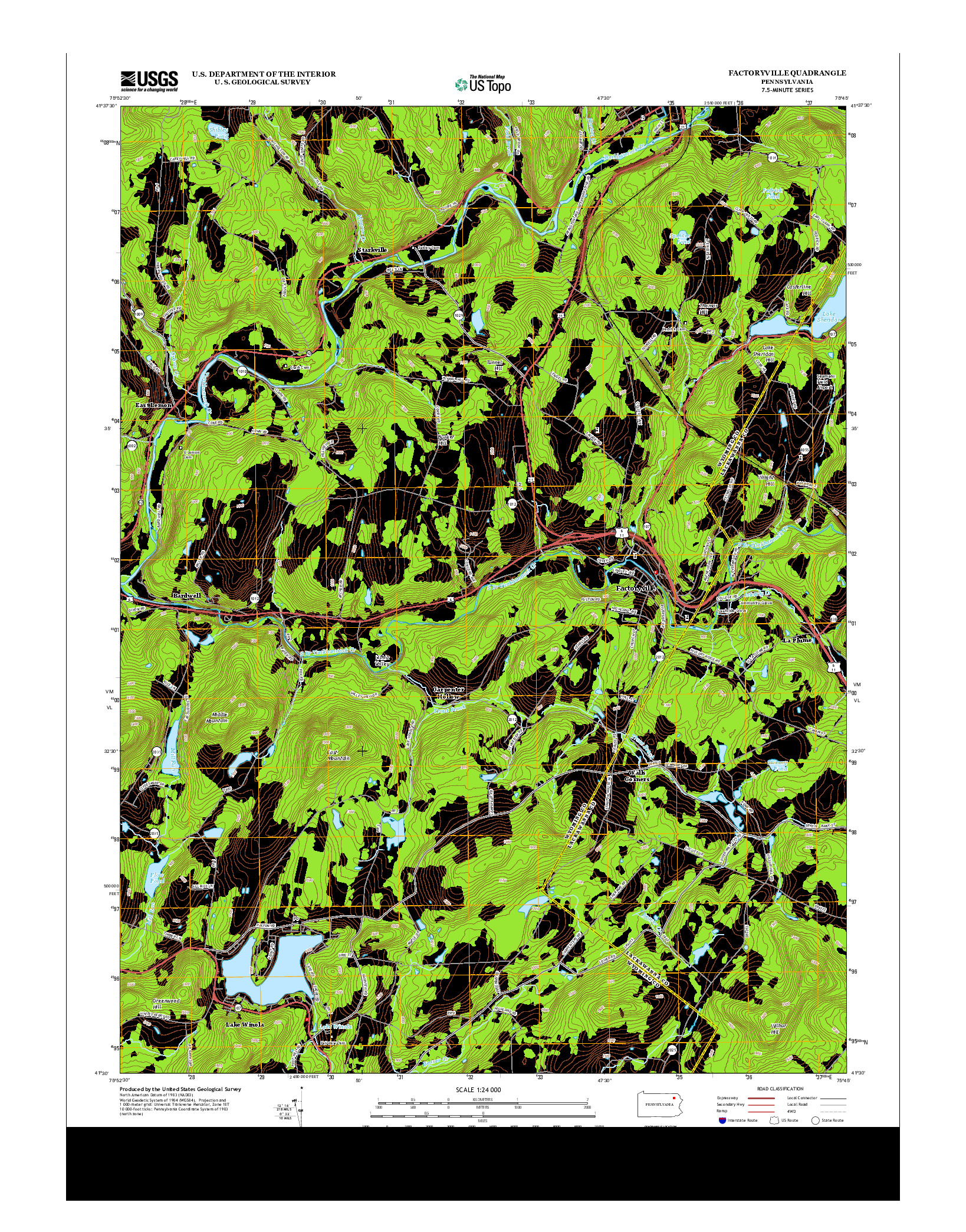 USGS US TOPO 7.5-MINUTE MAP FOR FACTORYVILLE, PA 2013
