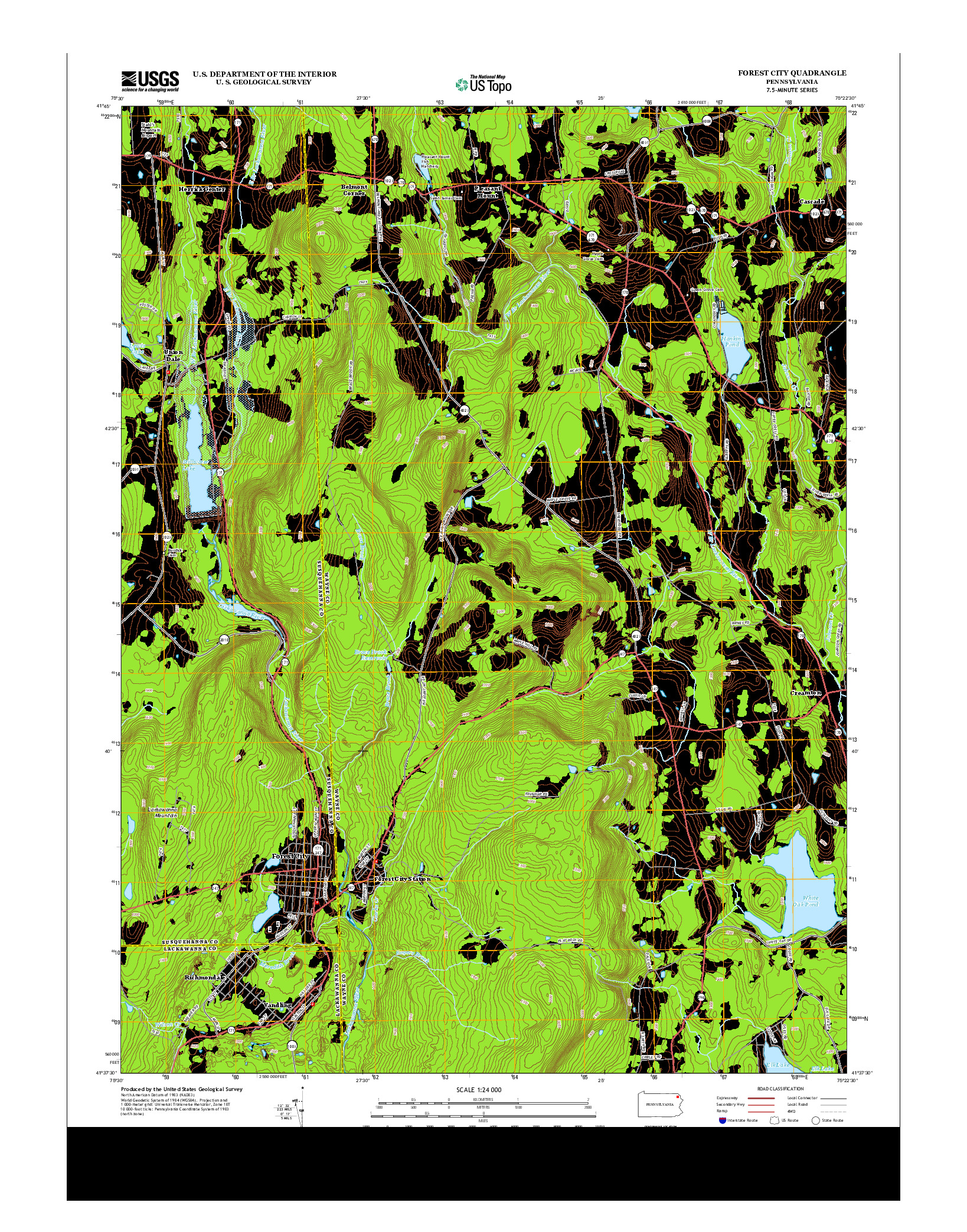 USGS US TOPO 7.5-MINUTE MAP FOR FOREST CITY, PA 2013