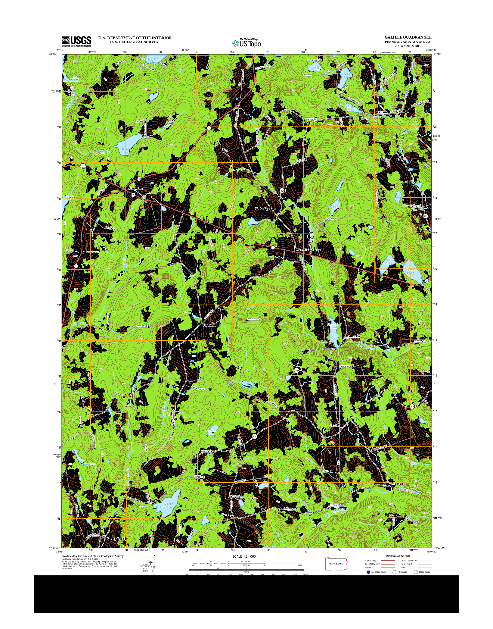 USGS US TOPO 7.5-MINUTE MAP FOR GALILEE, PA 2013