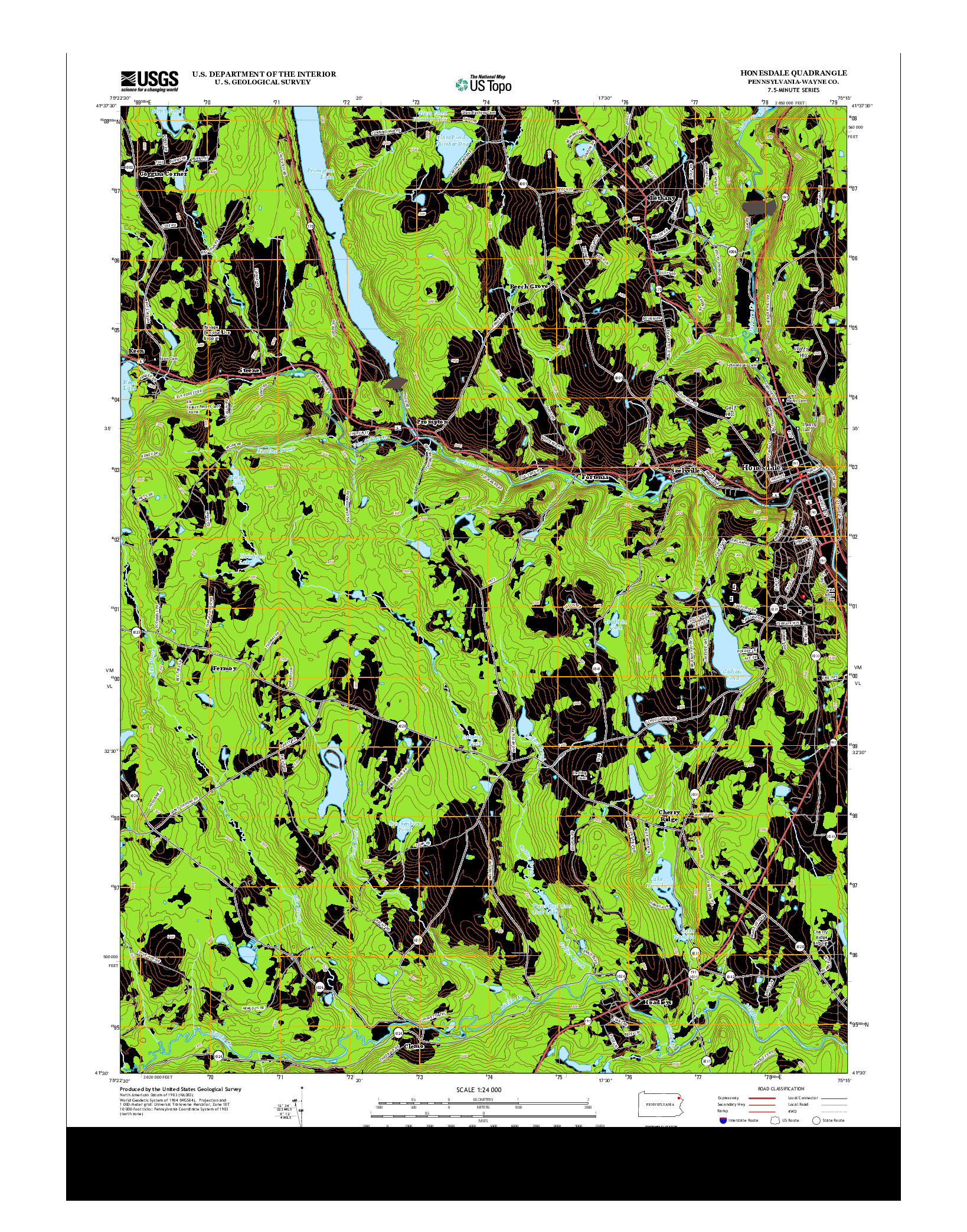 USGS US TOPO 7.5-MINUTE MAP FOR HONESDALE, PA 2013