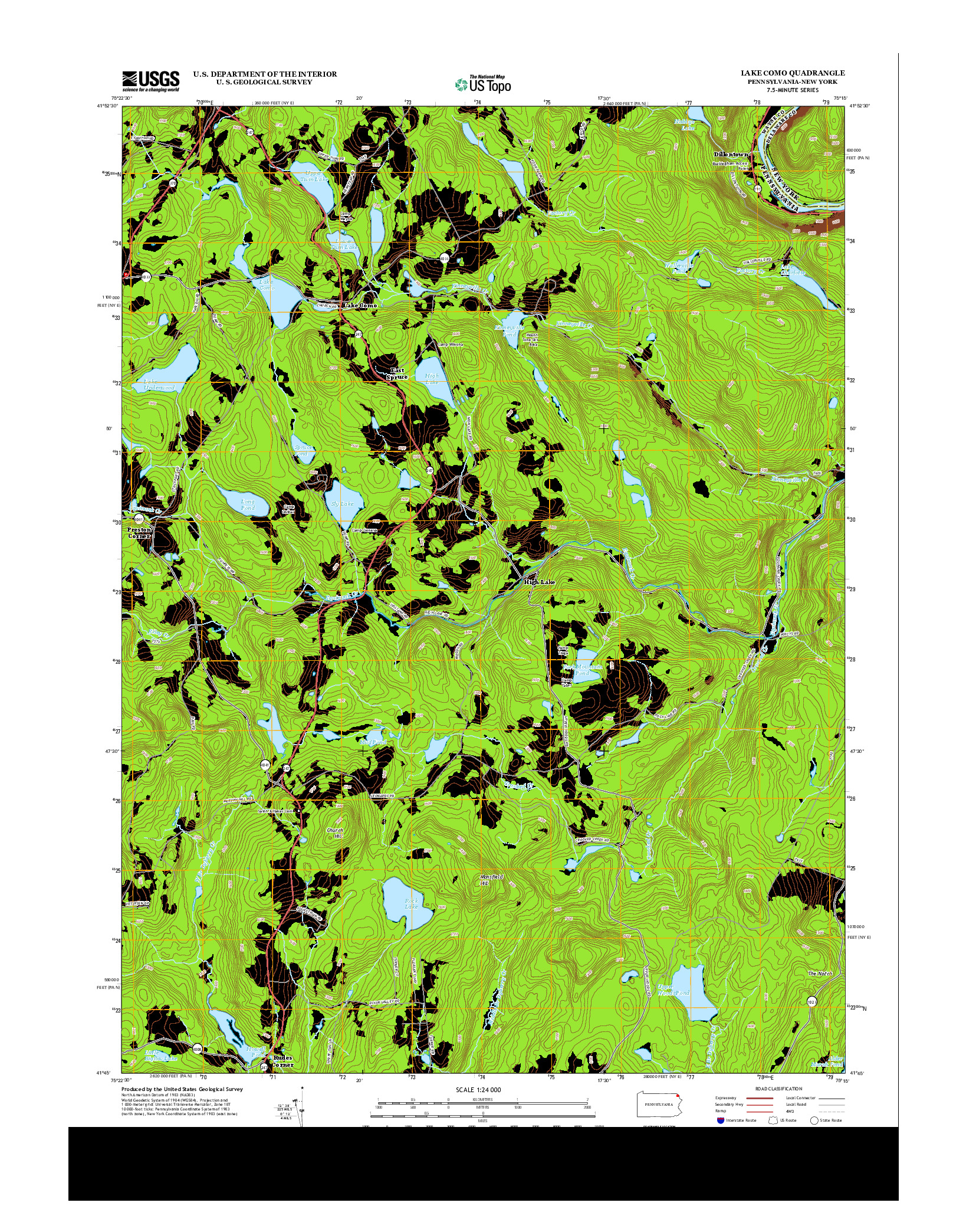 USGS US TOPO 7.5-MINUTE MAP FOR LAKE COMO, PA-NY 2013