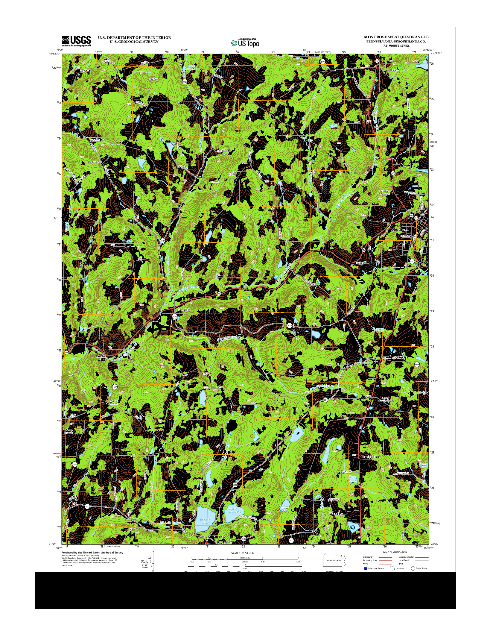 USGS US TOPO 7.5-MINUTE MAP FOR MONTROSE WEST, PA 2013