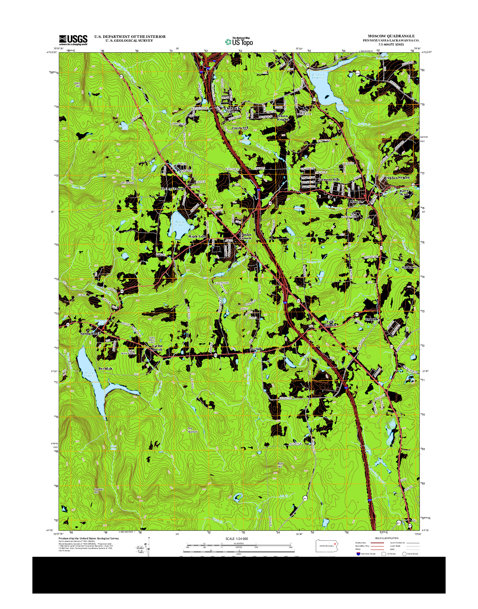 USGS US TOPO 7.5-MINUTE MAP FOR MOSCOW, PA 2013
