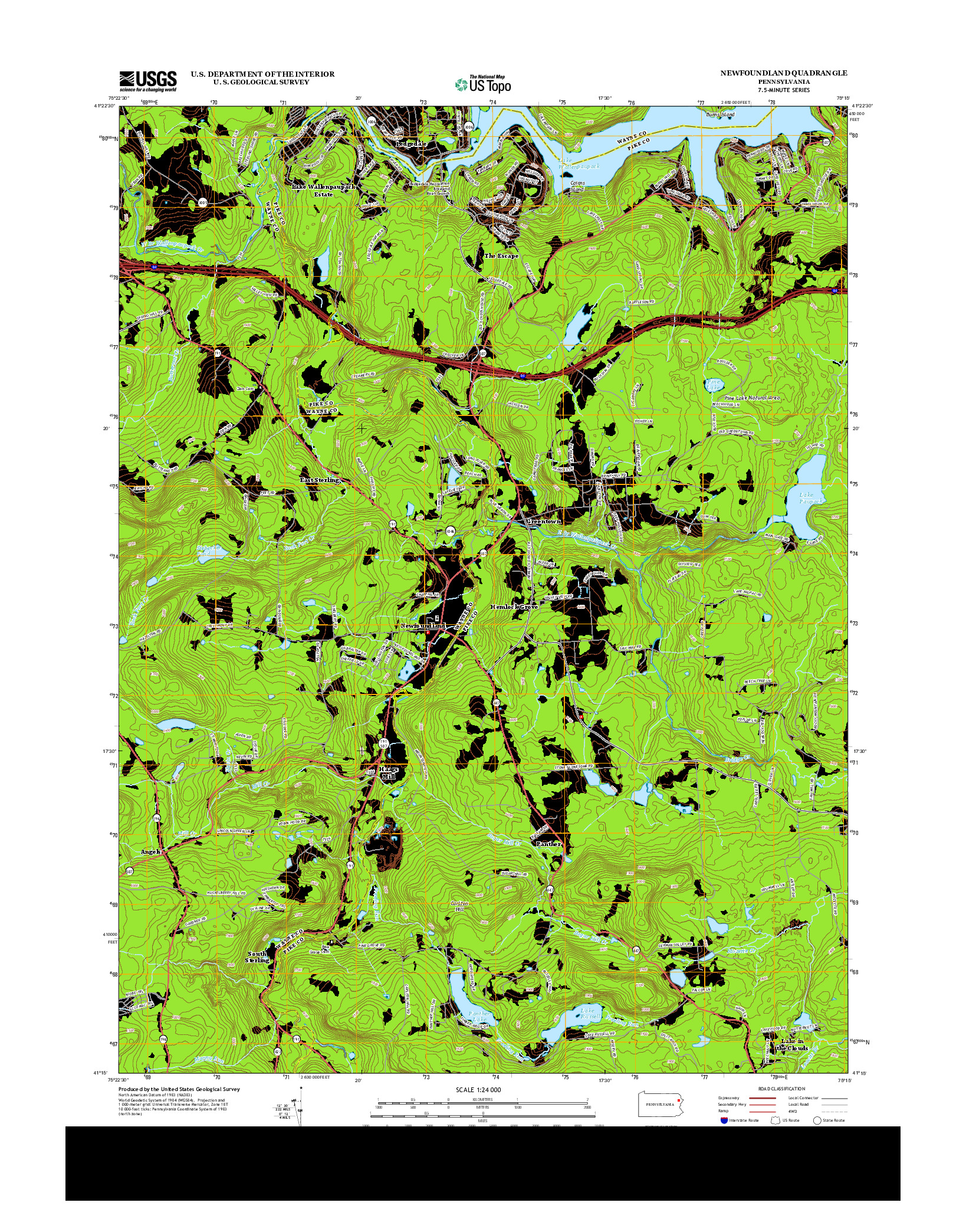 USGS US TOPO 7.5-MINUTE MAP FOR NEWFOUNDLAND, PA 2013